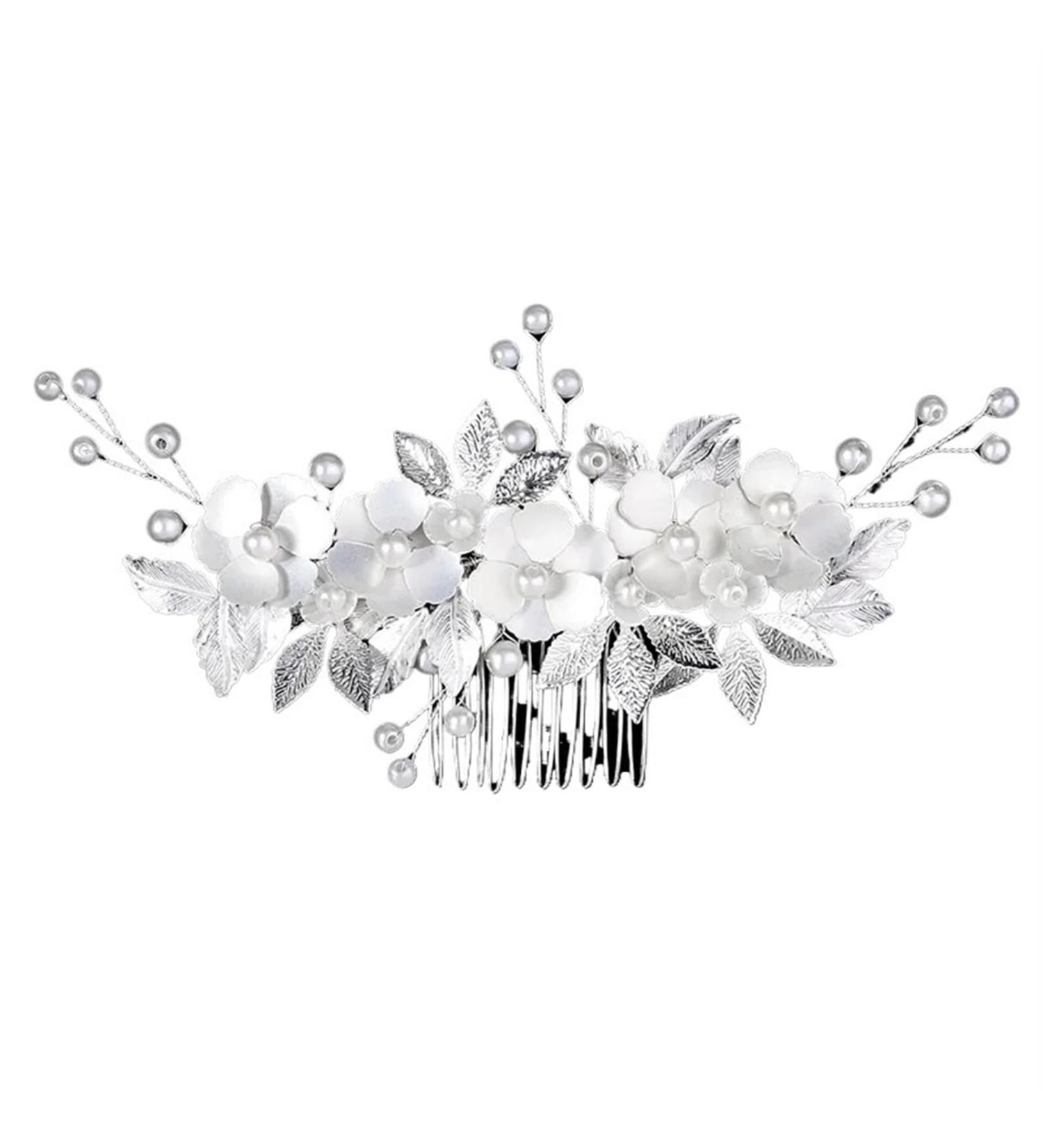 Flower Bridal Hair Comb Leaf Hair Clip Headpiece For Women Wedding Dinner Hair