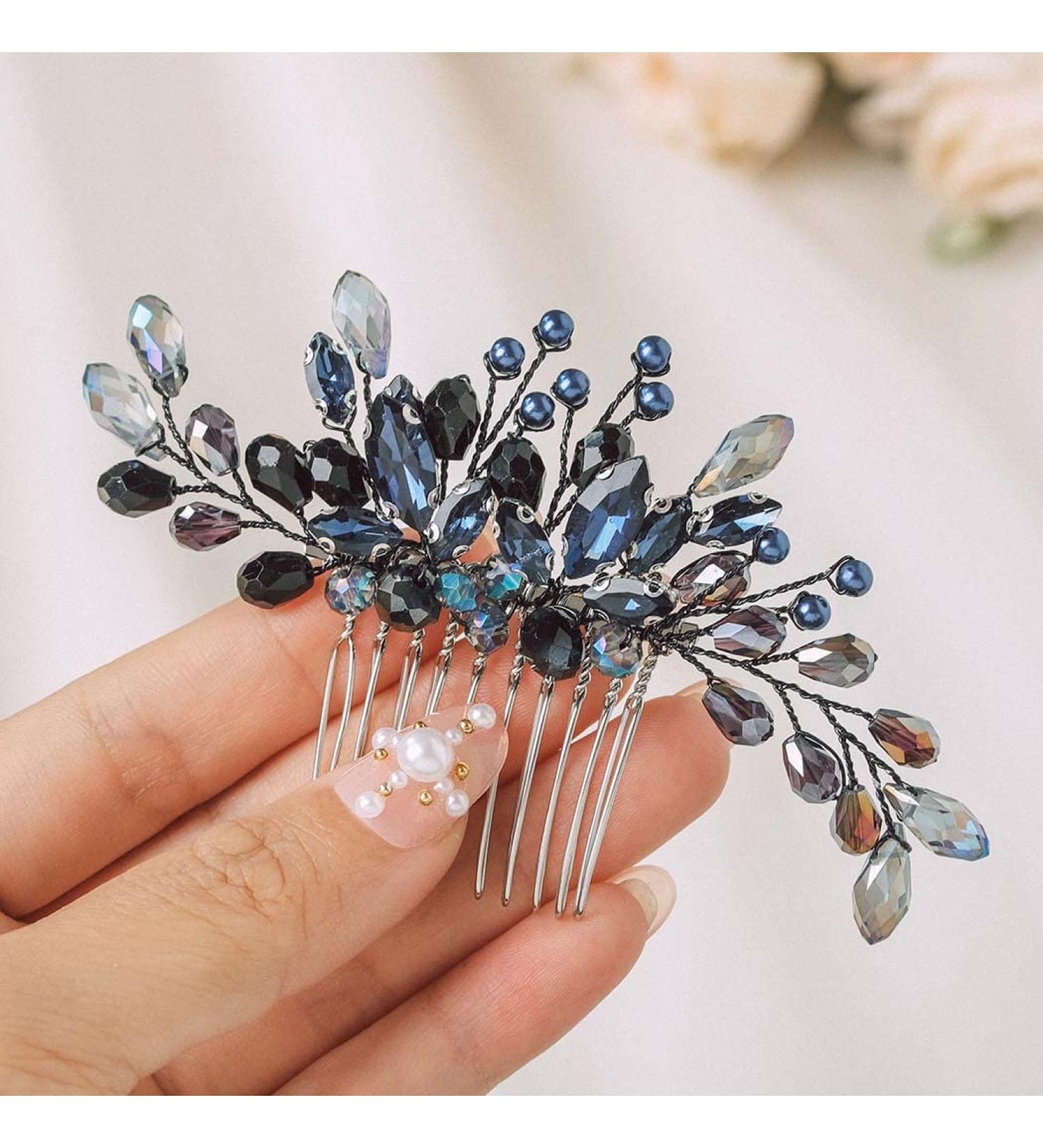 IYOU Crystal Bridal Hair Comb Black Rhinestone Wedding Side Combs Prom Bride Hair Accessories for Women - Buy Online on GoSupps.com