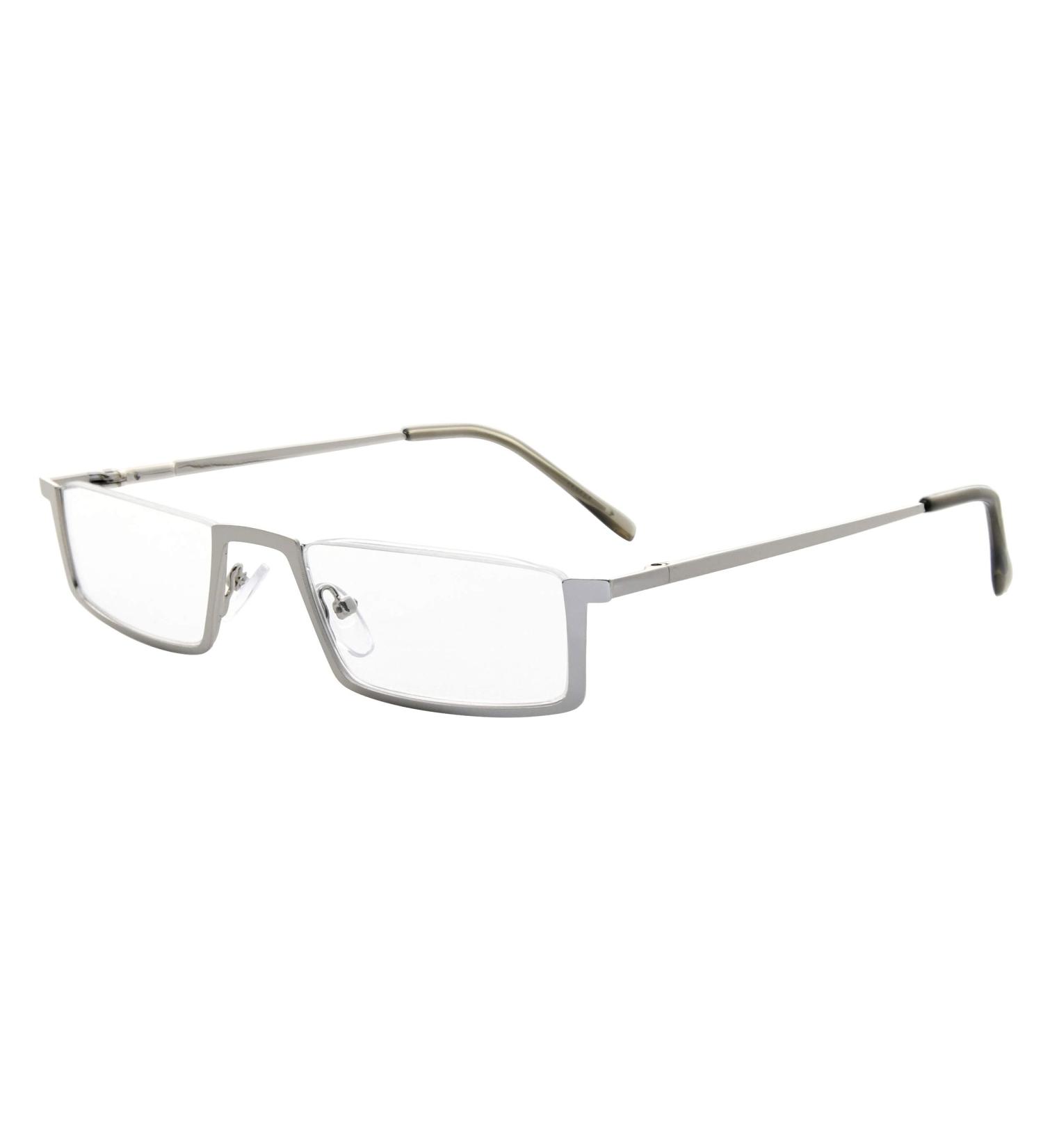 Eyekepper Quality Metal Half-Rim Reading Glasses +3.0 | Spring Hinge | Silver | International Shipping - Buy Online on GoSupps.com