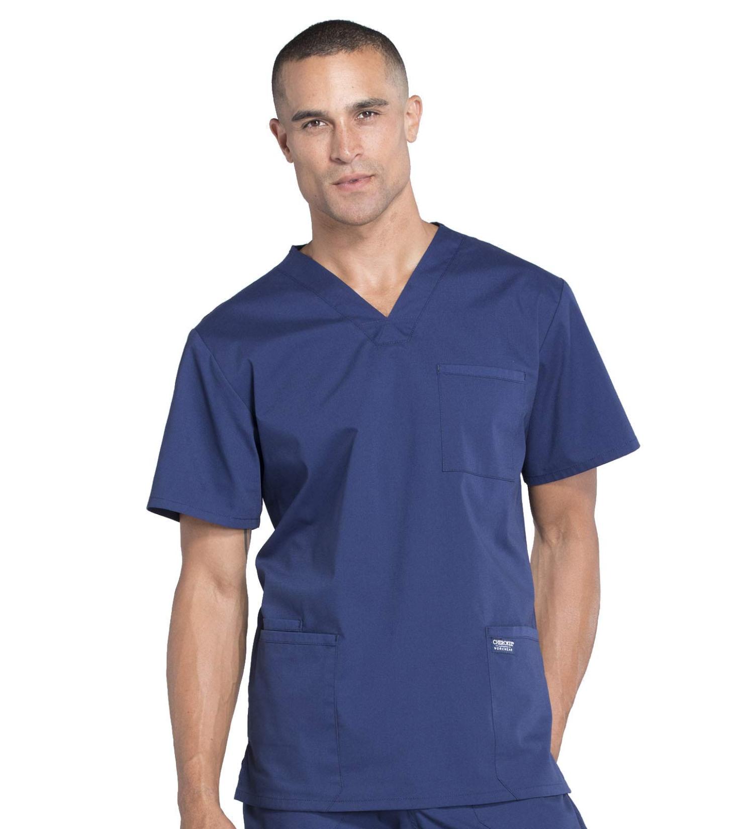 Cherokee Men's Workwear Professionals V-Neck Scrub Top - Navy, Size Medium | WW695 - Buy Online on GoSupps.com