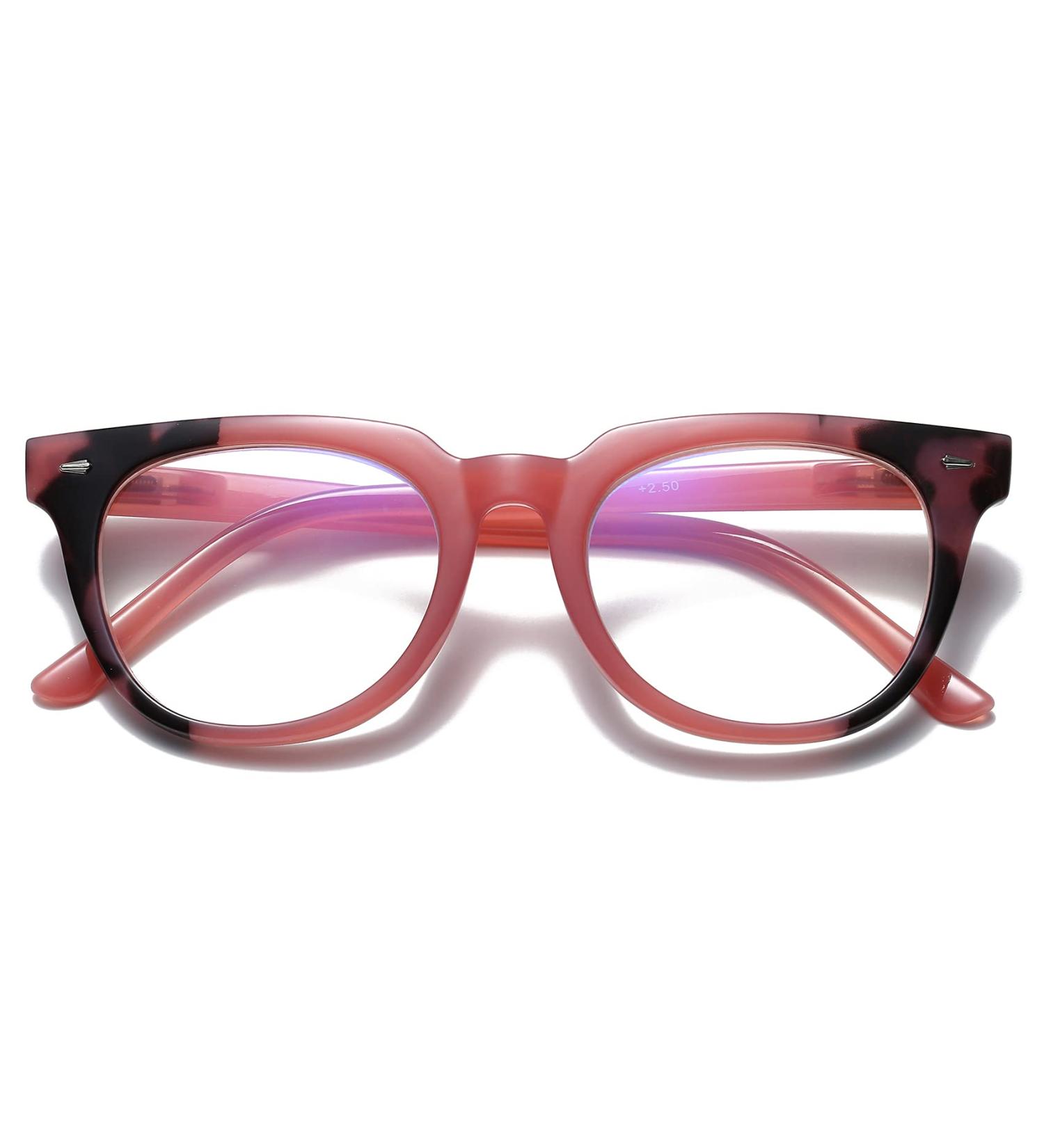 Bevi Reading Glasses 2.5x - Blue Light Blocking Anti Eye Strain Spring Hinge for Men & Women - Coral Color - Buy Online on GoSupps.com