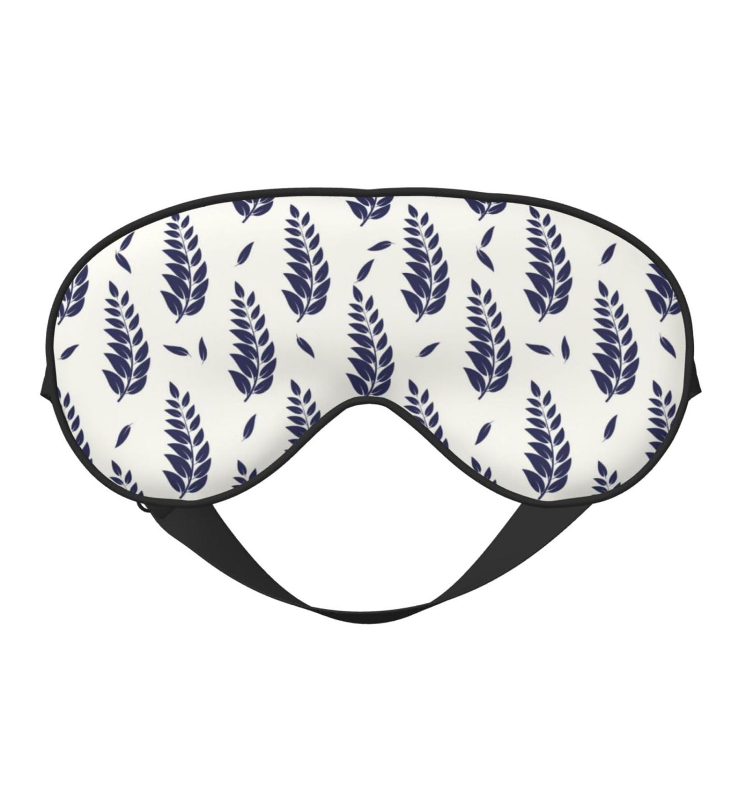 Blue Leaves Print Sleep Eye Mask | Soft Eyeshade with Elastic Strap for Travel & Sleeping Shop Now - Buy Online on GoSupps.com
