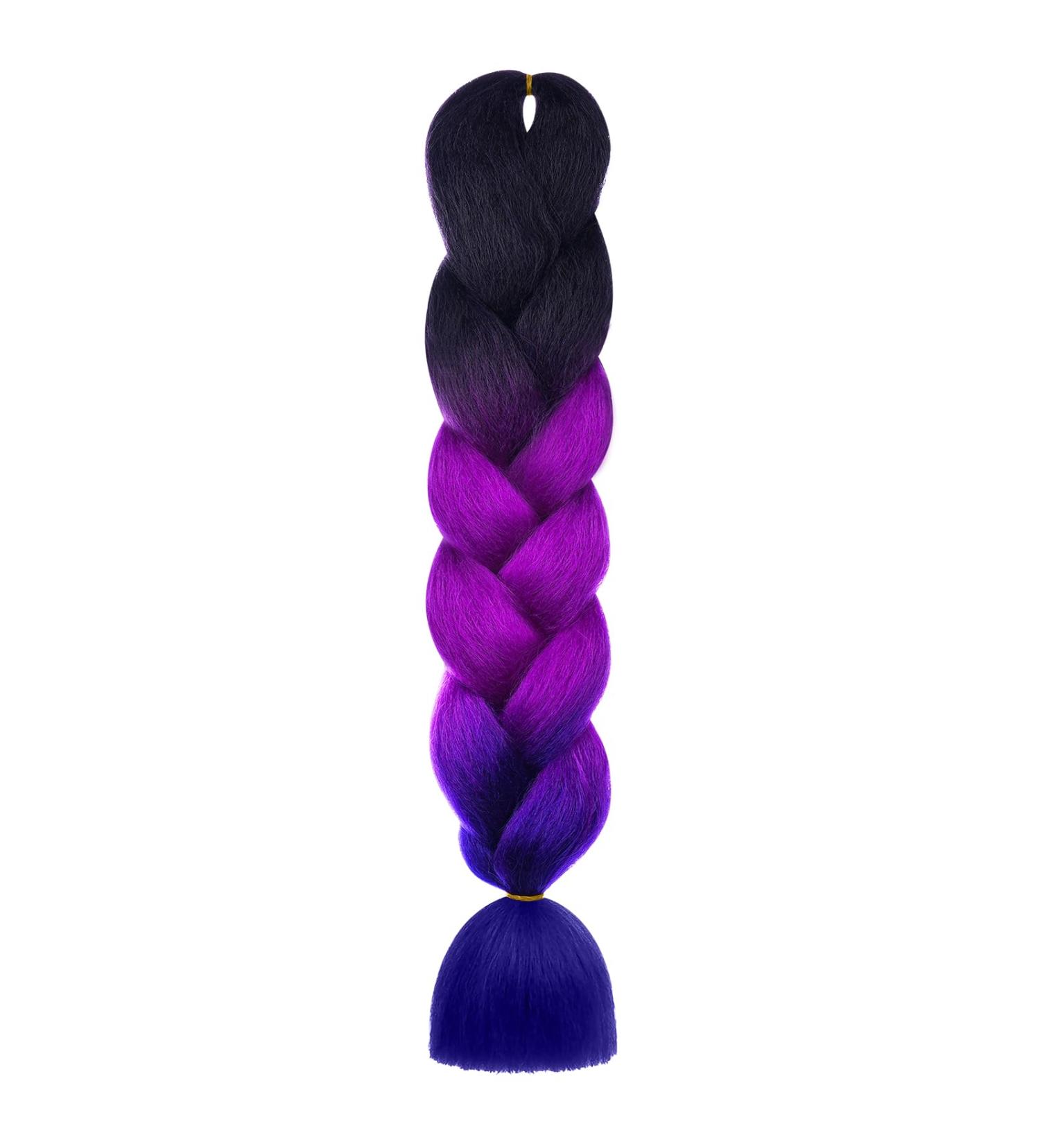 Aomig Braids Extensions - 24 Strands in 3 Colors for Box Braids | Black Purple Red Sapphire Blue - Premium Artificial Hair for Braiding - Buy Online on GoSupps.com