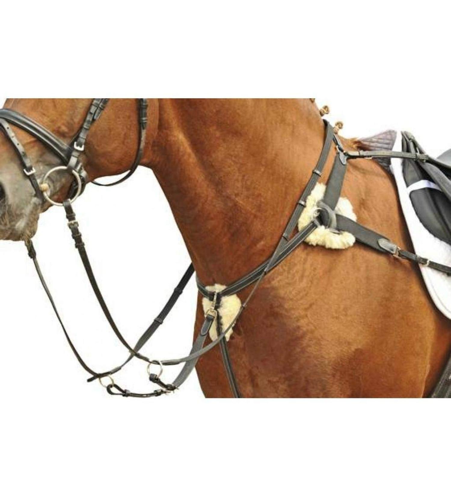 HKM Breastplate with Martingale Lined with Lambskin Black L