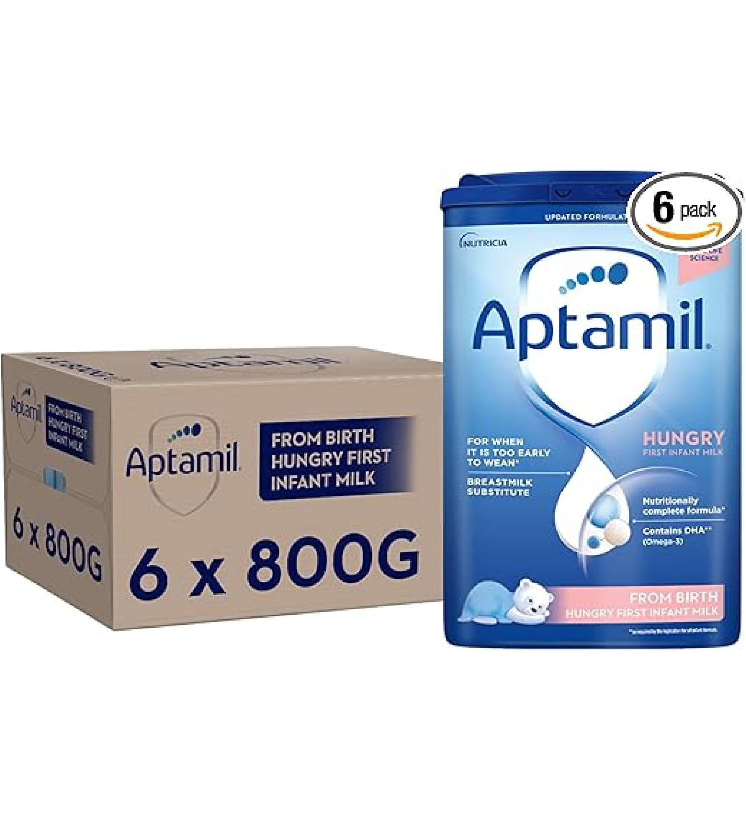 Aptamil Hungry Baby Milk Powder Formula, from Birth, 800g (Pack of 6) - Buy Online on GoSupps.com