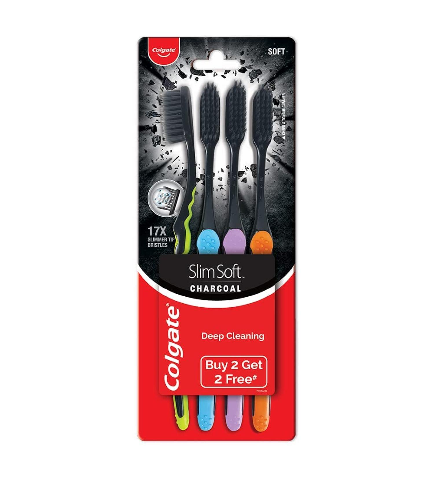 Buy Colgate Slim Soft Anthracite Toothbrush (Pack of 3) - Soft Bristles for Gentle Cleaning - International Shipping Available - Buy Online on GoSupps.com