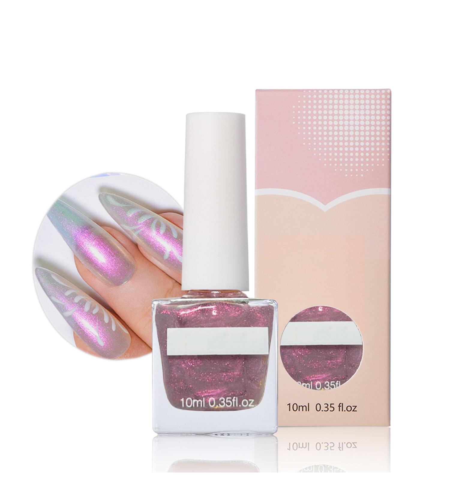 Pink Glitter Nail Polish Aurora Varnish Pearl Silvery Holographic Quick Dry Nail Gel Shimmering Metallic Shining Sparkling Long Lasting No Need Cure DIY Nail Art Manicure at Home - Buy Online on GoSupps.com