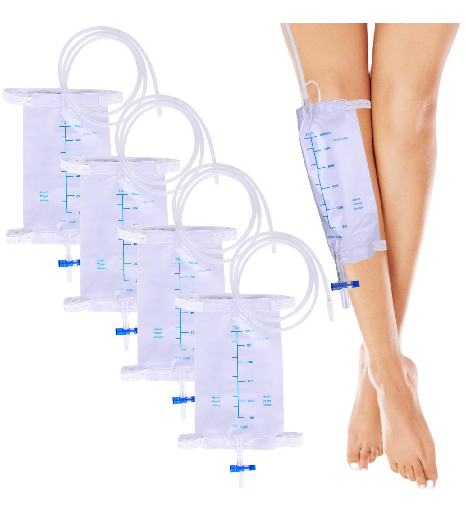 Buy 4-Pack 1000ml Leg Bags - Durable Urine Drainage Bags with Straps & Valve for Comfort | Primevalindraina - Buy Online on GoSupps.com