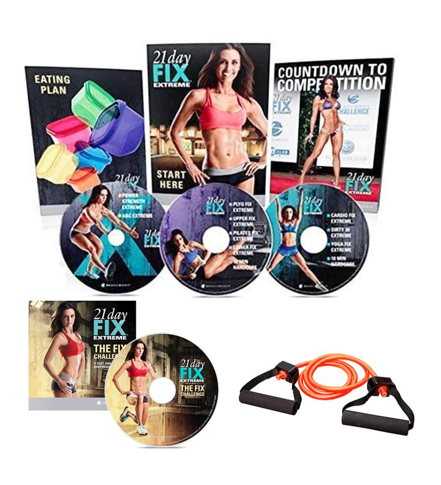 21 Day Fixs Extreme 4 DVD Workout Program Set Fix Challenge Introductory Workout Elastic Band and Eating Nutrition Plan - Buy Online on GoSupps.com