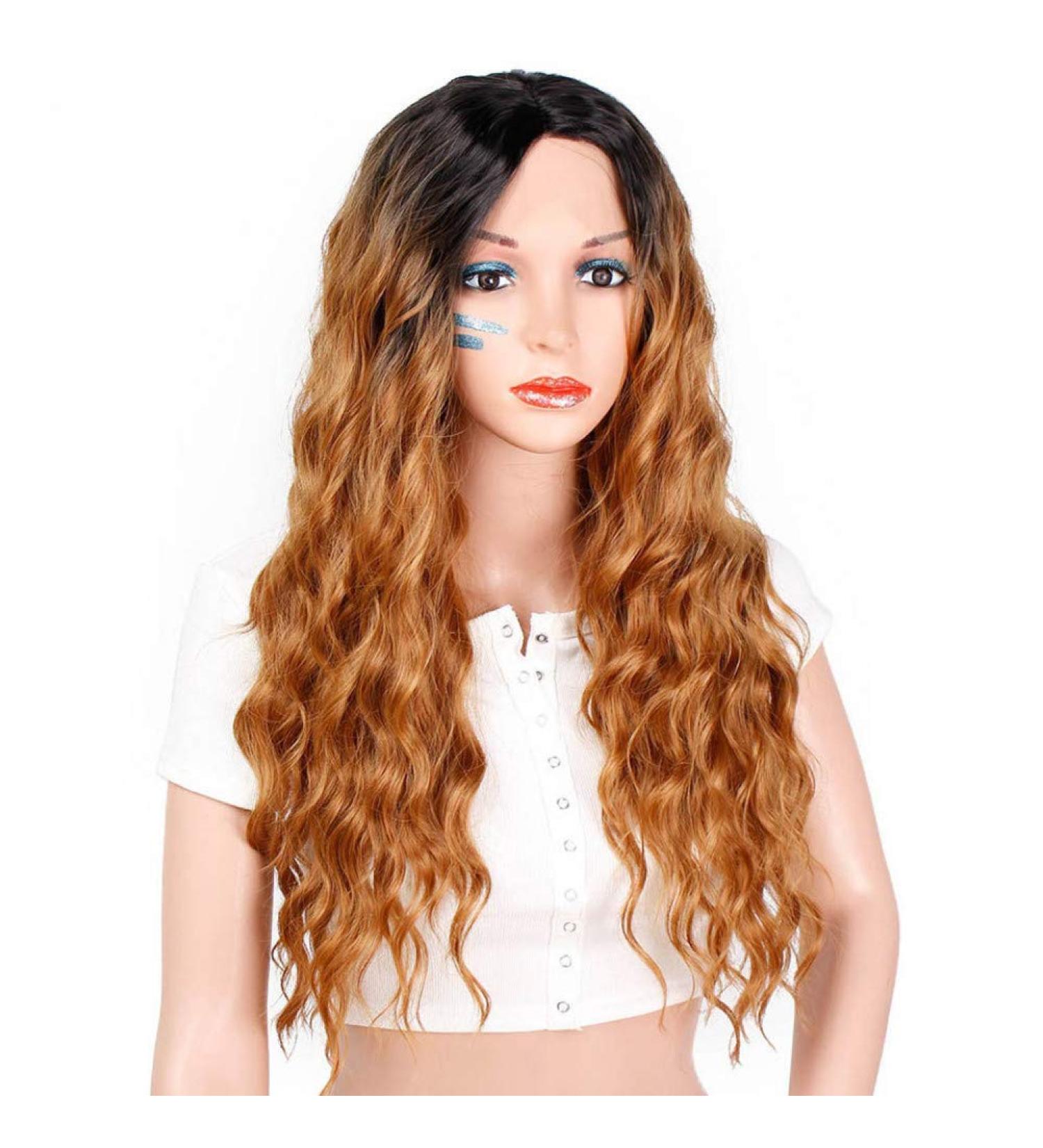 HBINGBING Long Ombre Lace Front Wig for Women | Wavy Synthetic Hair | Natural Middle Part | High-Temperature Fiber - Buy Online on GoSupps.com