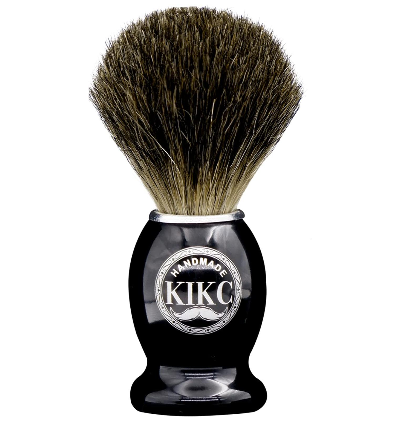 KIKC Handmade Shaving Brush - 100% Pure Badger Hair, Black Wooden Handle | For Safety Razor and Straight Razor | Barber Salon Tool - T1(Wood) - Buy Online on GoSupps.com
