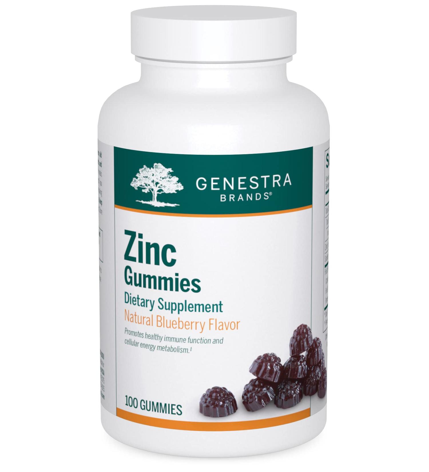 Genestra Brands Zinc Gummies - Immune and Energy Support | 100 Gummies, Blueberry Flavor - Buy Online on GoSupps.com