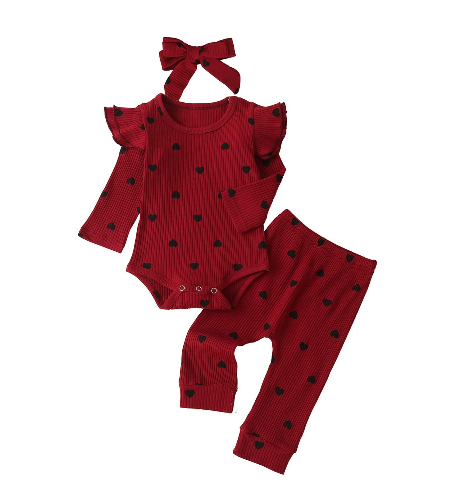 Baby Girl White Lace Ruffle Romper Top +Jeans Shorts Set | 12-18 Months Red - Buy Online on GoSupps.com