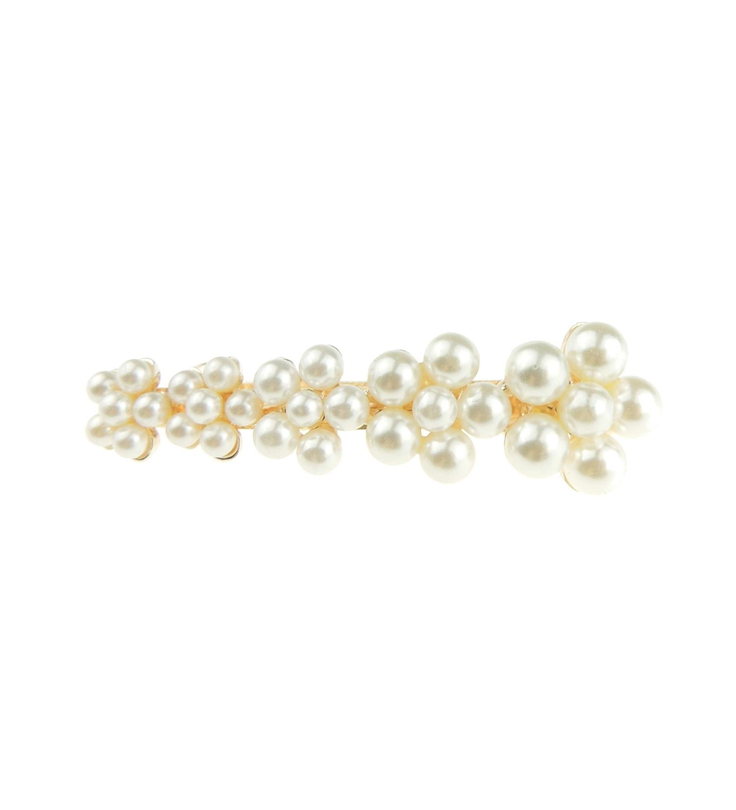 Glamour Girlz Women's Faux Pearl Crystal Rhinestone Small Tapered Rectangle Hair Clip