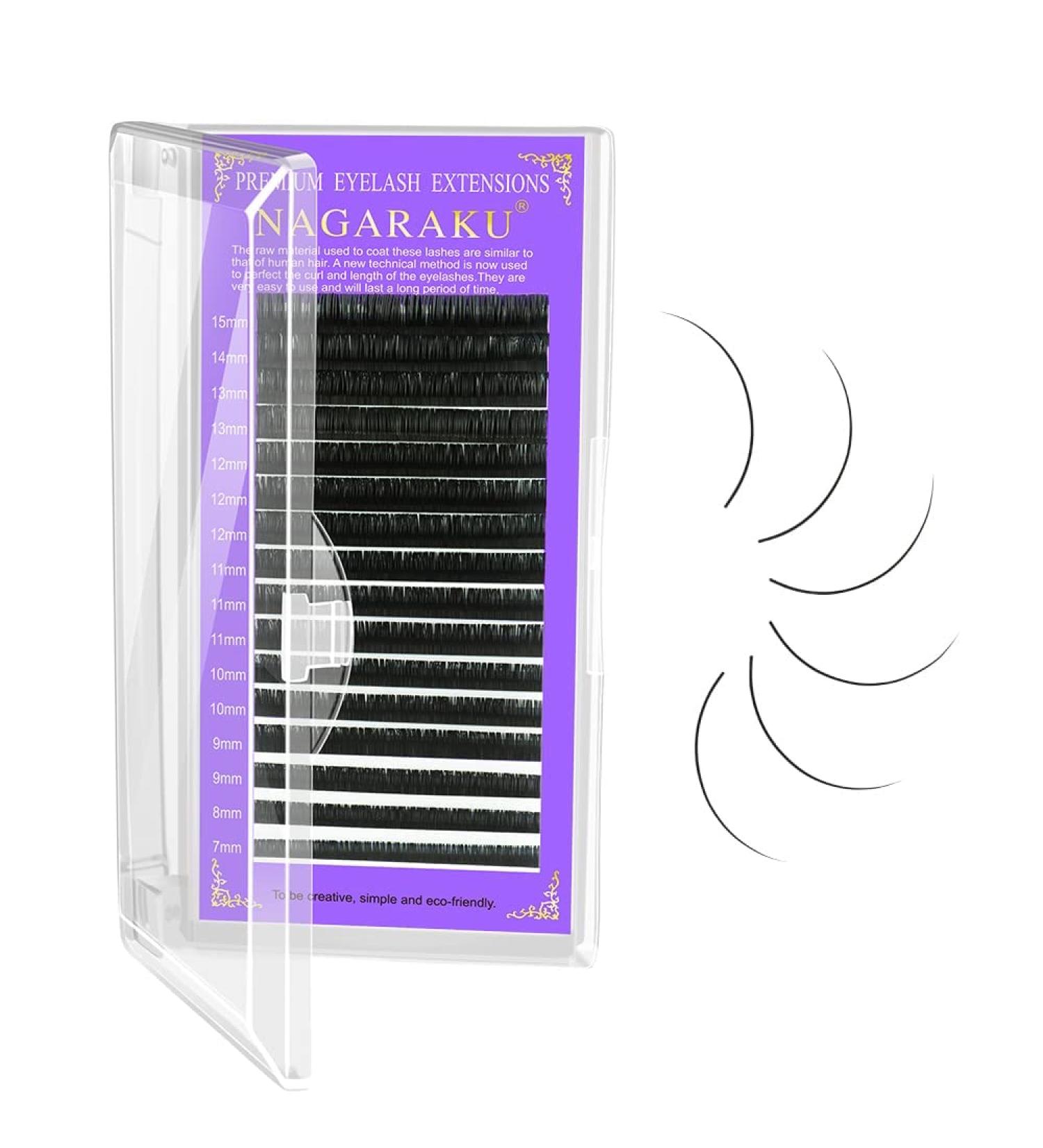 Shop Nagaraku 5 Trays Classic Volume Individual Eyelash Extensions - 0.05 C Curl 9-13mm Lengths 16 Rows - Premium Quality & International Shipping - Buy Online on GoSupps.com