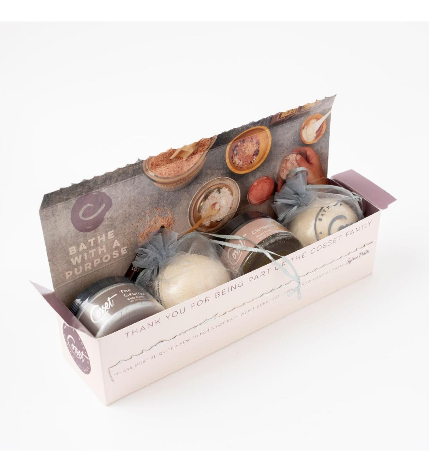 Cosset Bath Bomb - Skin Care Gift Box Bubble Bath Bombs for Women - Nourishing and Healing Skin Care - Moisturizes Dry Skin - 4pcs with 2 Bath Bags - Buy Online on GoSupps.com