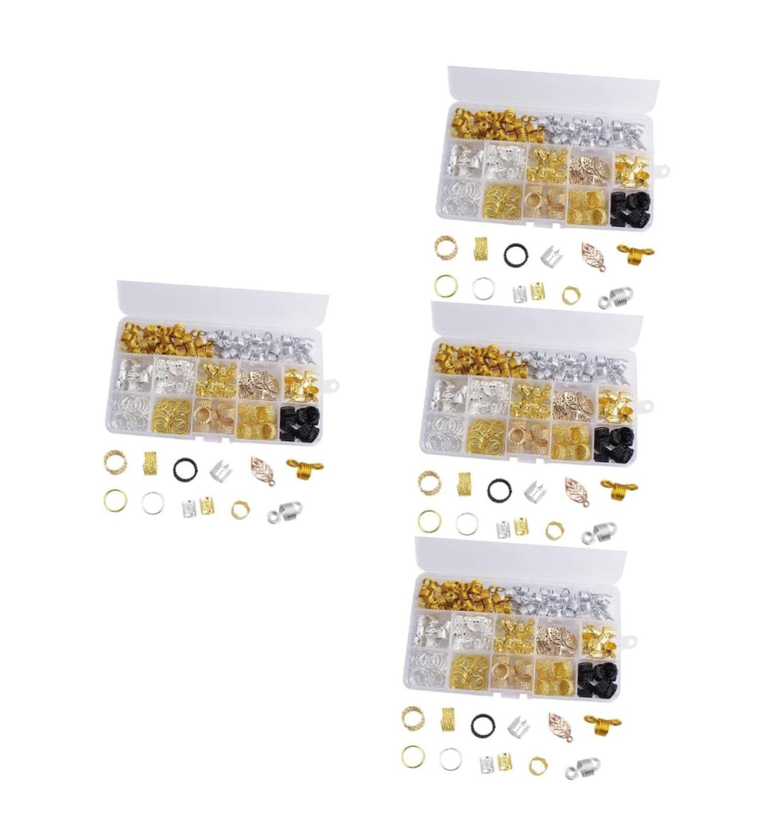 FOMIYES 4 Boxes Wig Dreadlock Pendant Hair Braiding Jewelry Hair Braids Rings Diy Hair Cuffs Beads for Hair Dreadlock Cuffs Hair Rings Dreadlocks Wire Tibetan Silver Accessories Alloy - Buy Online on GoSupps.com