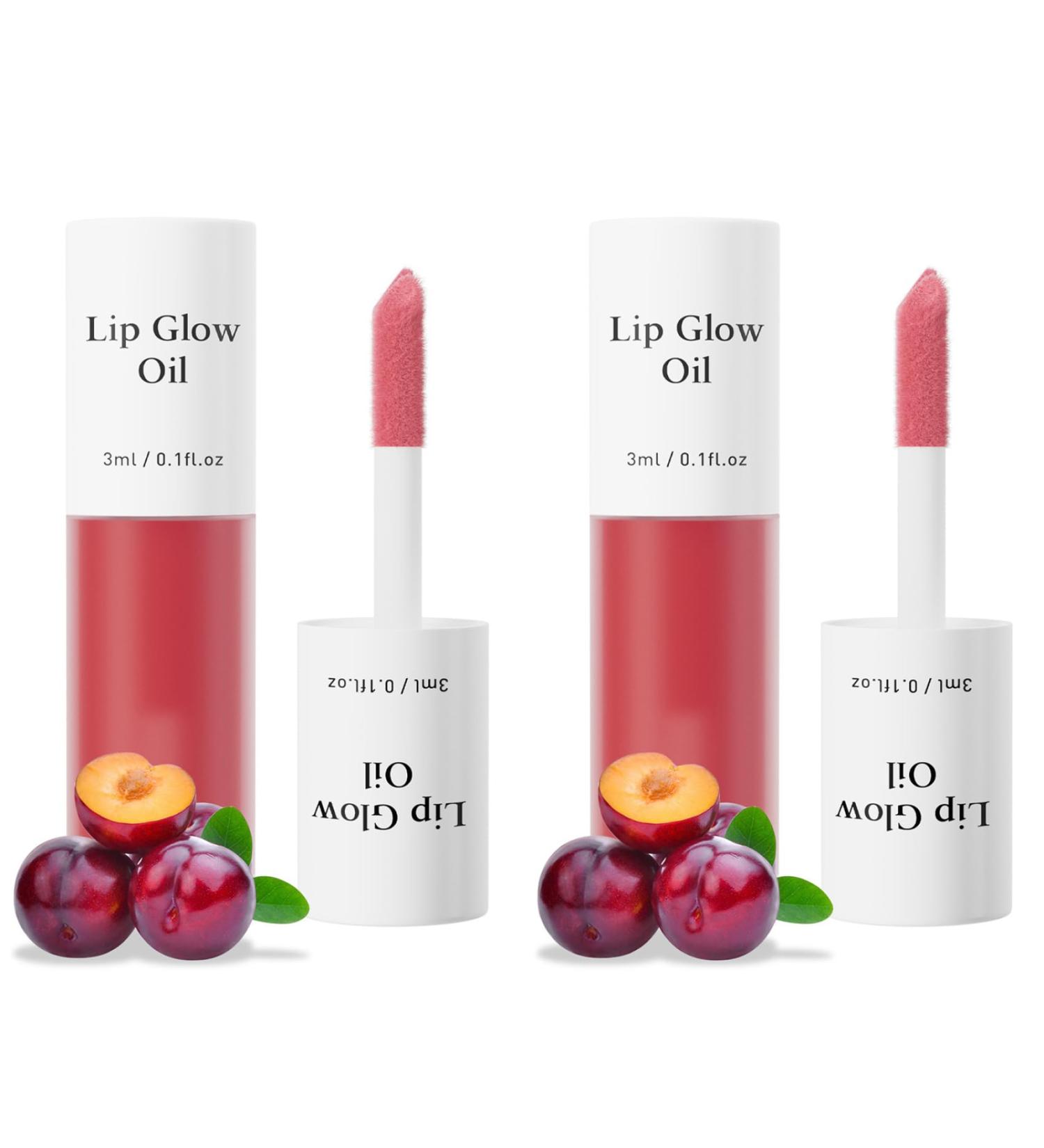 2 Bottles of Fruit Flavor Lip Gloss Oil - Daily Hydrating Care for a Glassy High-Shine Finish Red Plum One Size One Size Red Plum - Buy Online on GoSupps.com