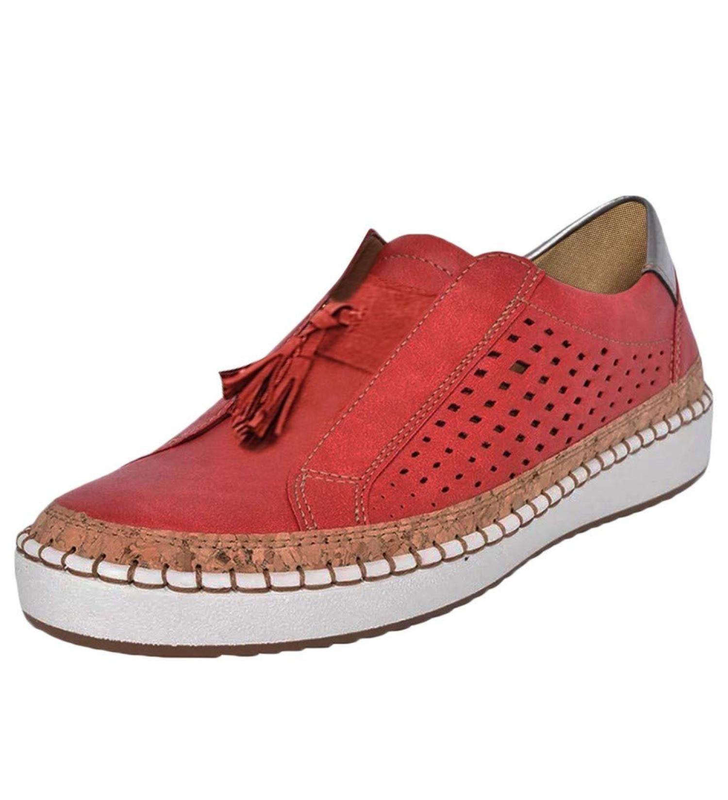 Rytejfes Gold Leather Sneakers for Women - Elegant Light Slip-On Shoes in Green Red & More - Perfect for Golf & Everyday Wear - Buy Online on GoSupps.com