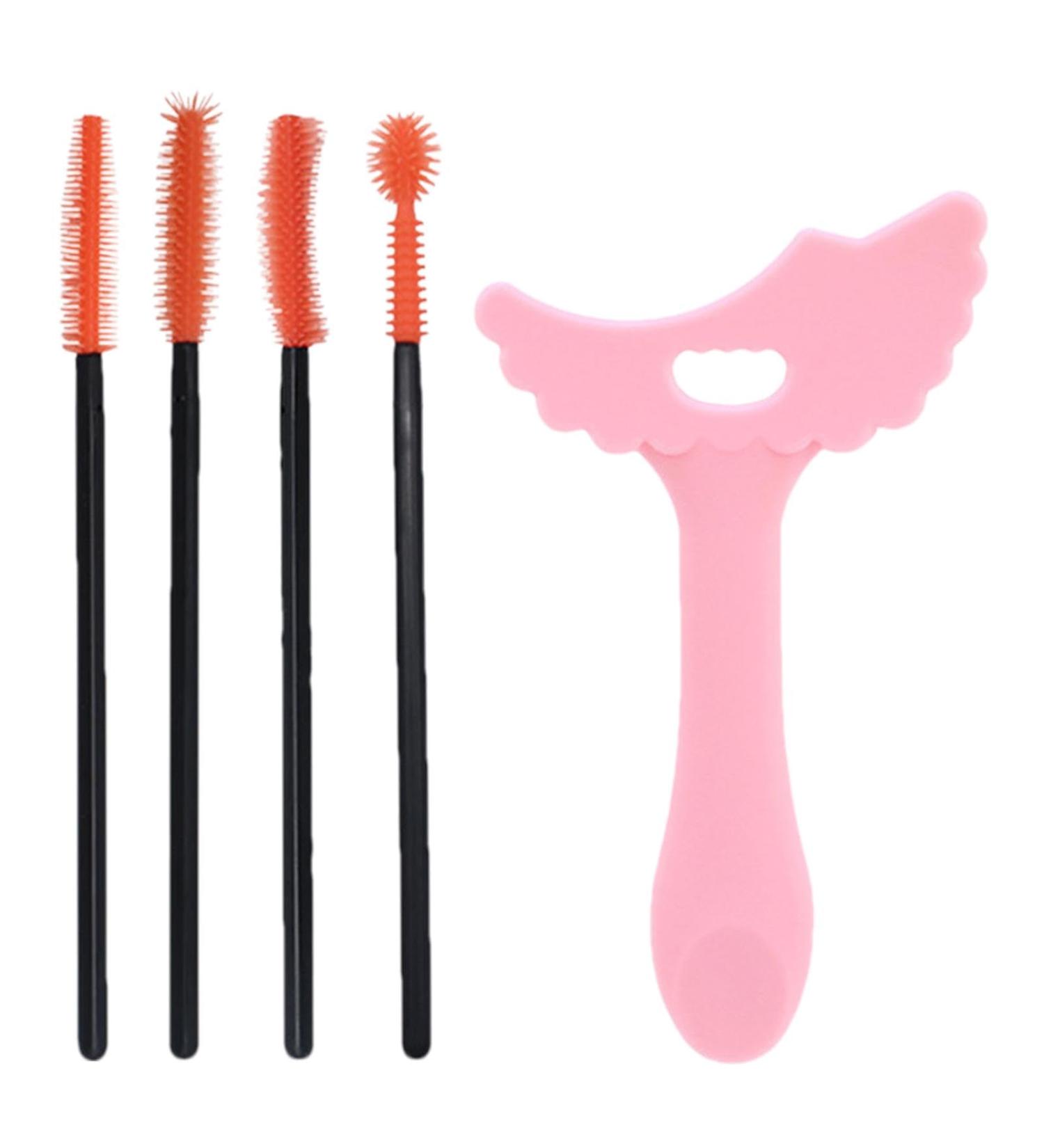Silicone Mascara Stencil Stencil Template Silicone Applicator Shield Multi-Functional Makeup Aid Tool for Daily Use Dating Night Out Pink + Eyelash Brush - Buy Online on GoSupps.com
