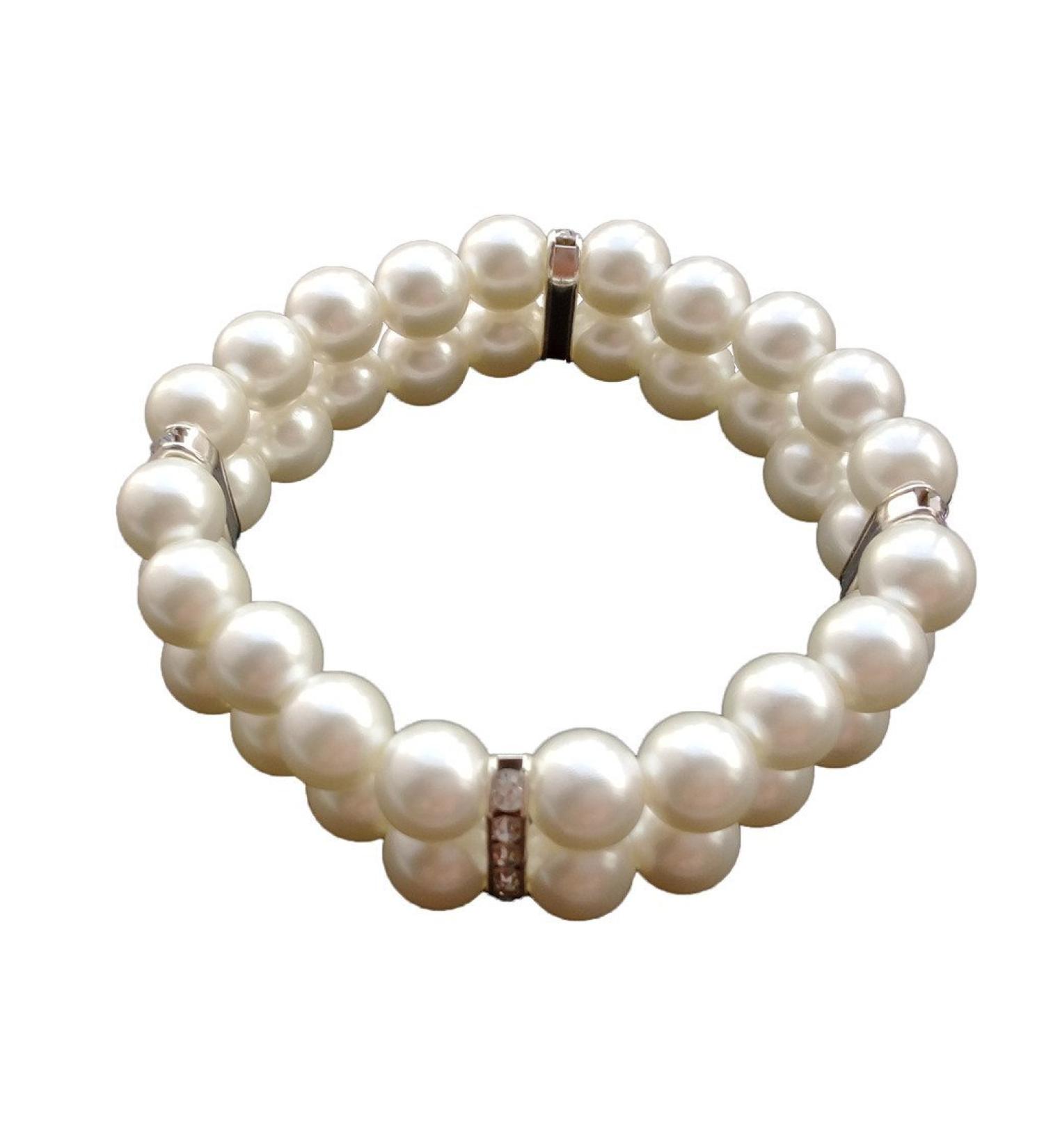 Pet Show Rhinestone Faux Pearl Small Dog Necklace - Size S - Ivory - Buy Online on GoSupps.com