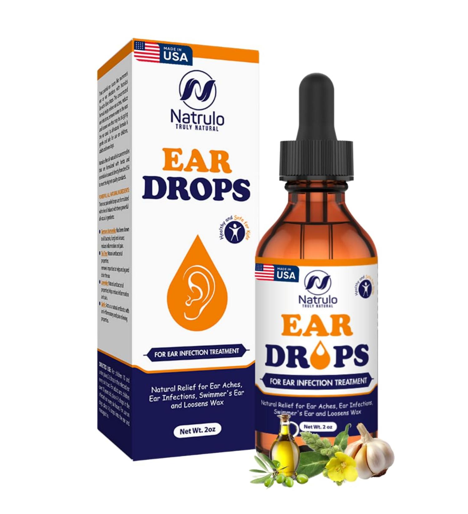 Natural Ear Drops for Ear Infection - Herbal Eardrops for Adults Kids & Pets - Soothes Ear Aches & Itchy Ears - USA-Made Kids Safe Ear Oil (2 Oz - Buy Online on GoSupps.com
