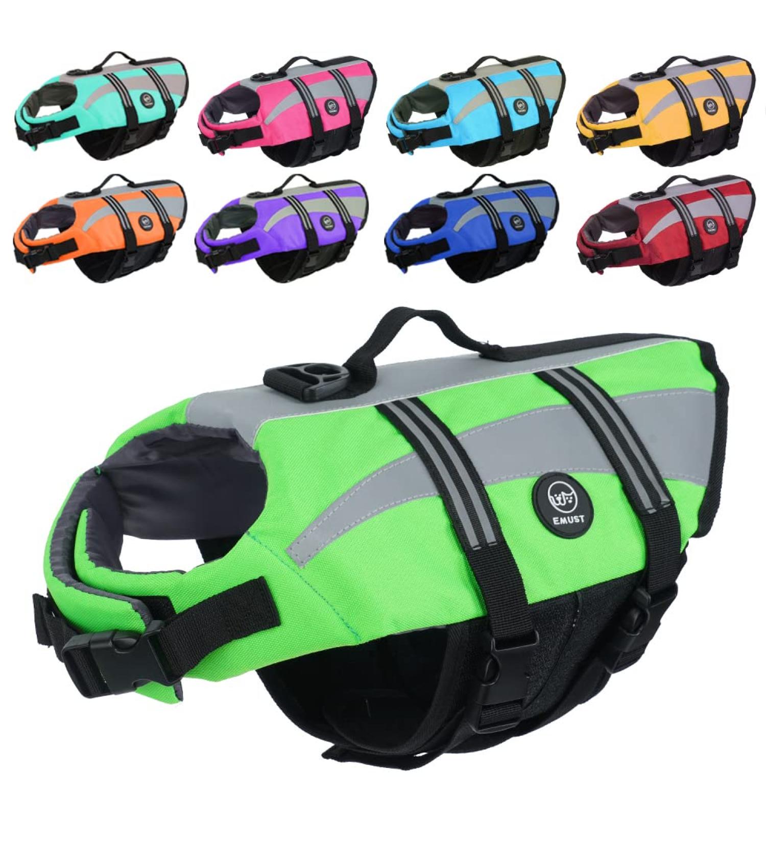 Emust Dog Swimming Vest - Reflective Rescue Vest for Small Dogs | Safety & Comfort for Water Activities | Green - Buy Online on GoSupps.com