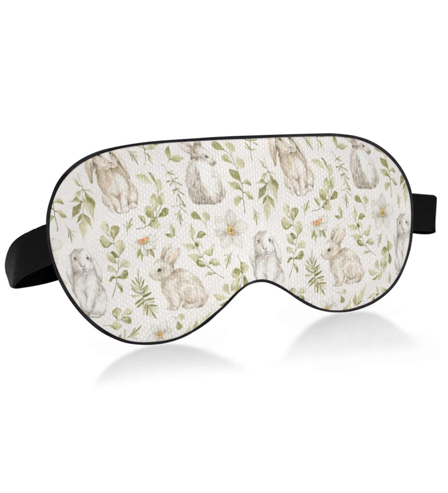 Haskirky Light Blocking Eye Mask for Deep Sleep | Breathable & Adjustable | Men and Women | Travel, Yoga, Meditation | Comfortable Smooth Fabric | Office Goodies Rabbits Leaves - Buy Online on GoSupps.com