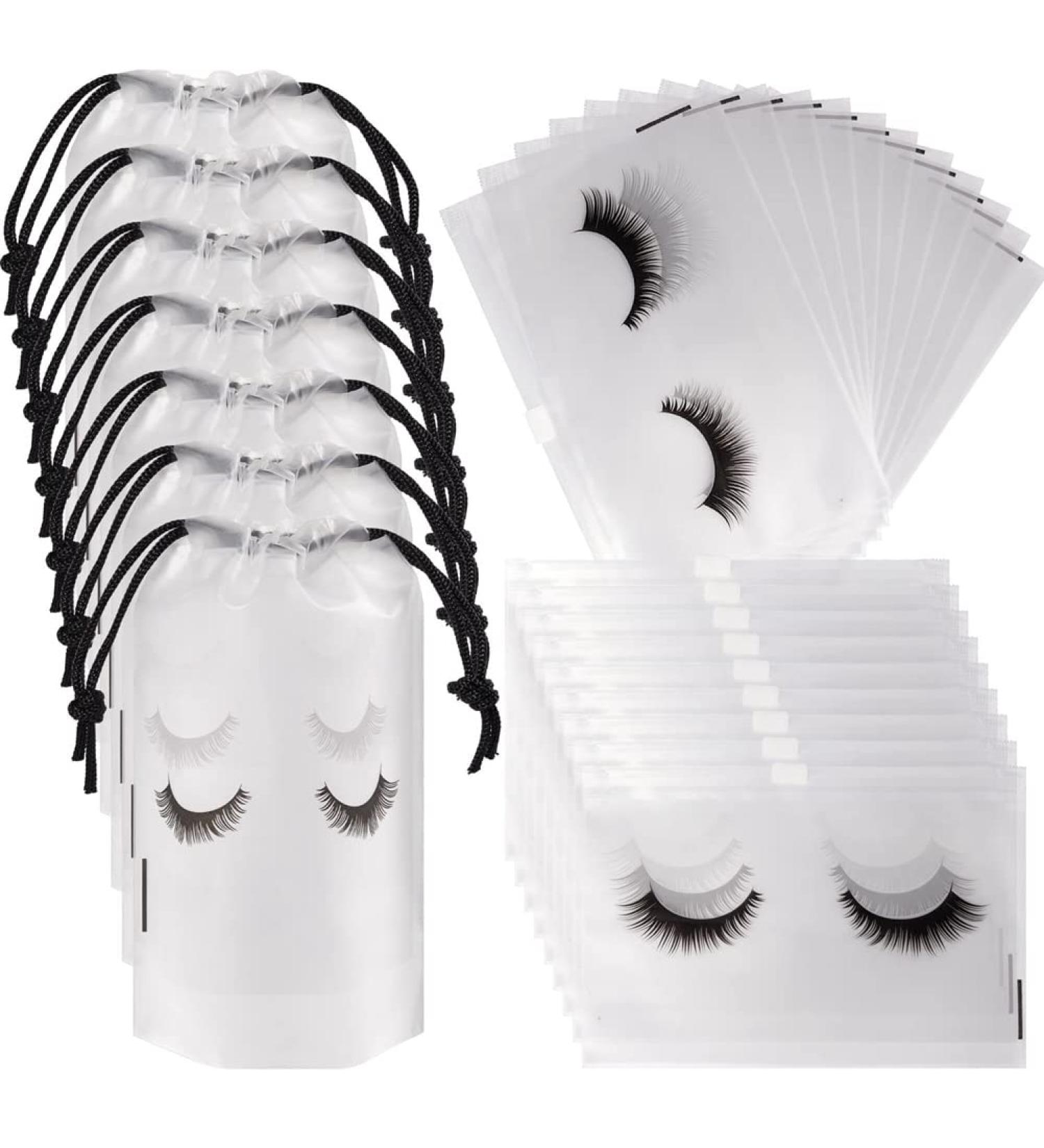 TRIPPER 100Pcs Eyelash Aftercare Bags Lash Bags for Clients Cute Lash Packaging Bags 50 Drawstring and 50 Zipper Cosmetic Bags - Buy Online on GoSupps.com