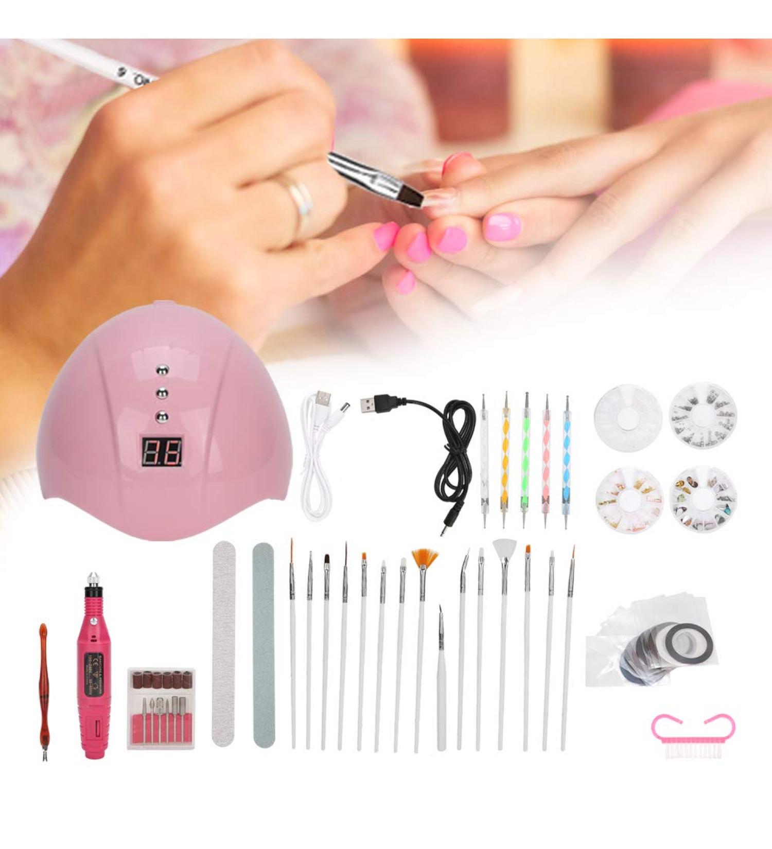 UV LED Nail Art Kit with Pen-type Electric Sander USB Power 36W Manicure Light Rhinestones Nail Drills Polishers for DIY Manicure - Buy Online on GoSupps.com