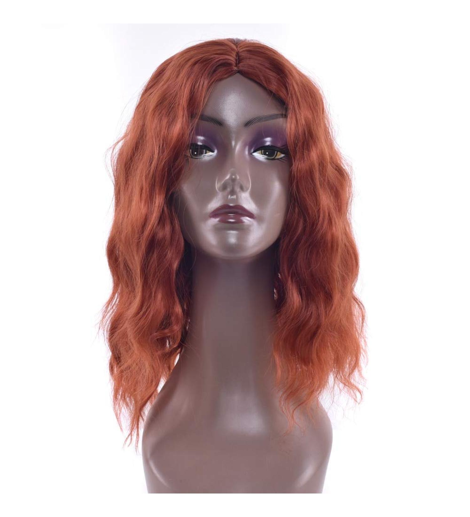 Burgundy Short Kinky Curly Synthetic Hair Wigs Party Hair Wig For Black Women Orange