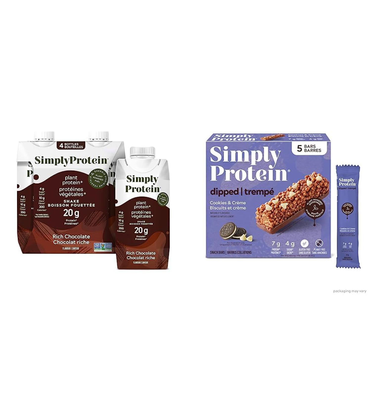 Ready-To-Drink Protein Shake 20G Protein Rich Chocolate Plant-Based Gluten-Free Dairy-Free & Chocolate-Dipped Protein Bars Pack of 5 Cookies & Cream Biscuit Bars High Protein Snack Low Sugar - Buy Online on GoSupps.com