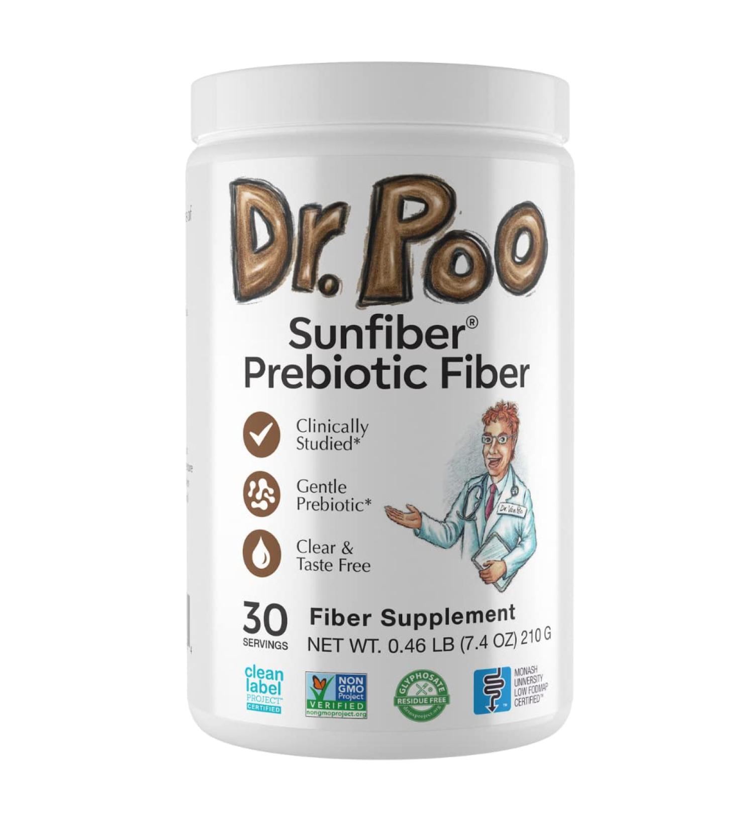 Dr. Poo All-Natural Prebiotic Fiber Supplement - Gut Health for the Whole Family - Gluten Free Vegan Low-FODMAP - 30 Servings - Buy Online on GoSupps.com