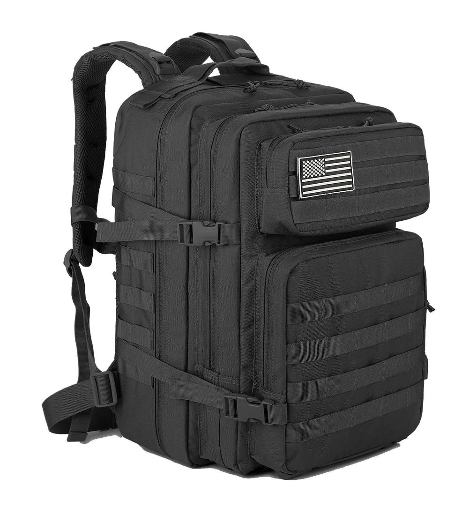 QT&QY 45L Military Tactical Backpack - Army Assault Pack for 3-Day Bug Out Bag Hiking Treeking Rucksack - Black - Buy Online on GoSupps.com