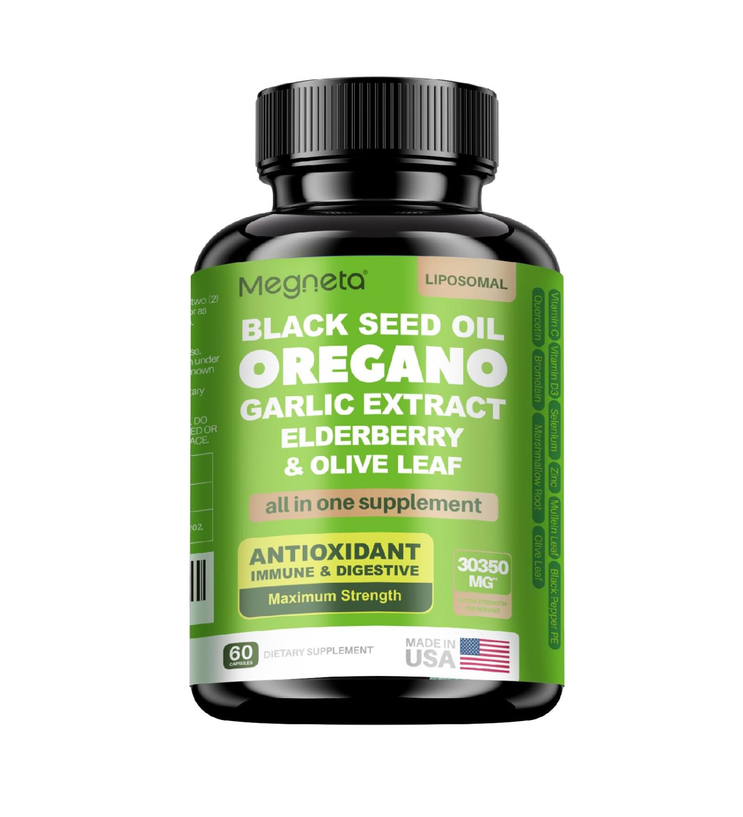 MEGNETA 10-in-1 Oregano Oil Capsules Oil of Oregano with Black Seed Oil & Olive Leaf 60 Counts - Buy Online on GoSupps.com