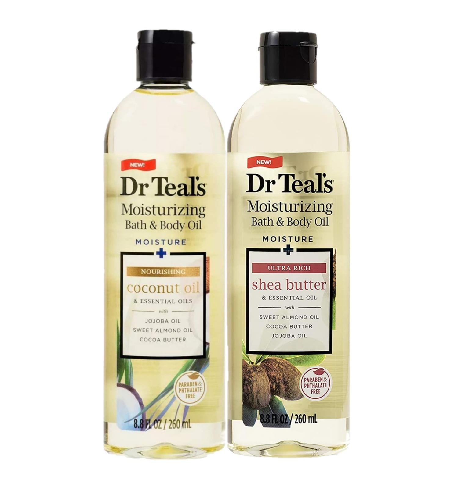 Dr. Teals Bath & Body Oil Variety Gift Set (2 Pack 8.8oz Ea.) - Ultra Rich Shea Butter & Nourishing Coconut Oil - Essential Oils Hydrate Skin & Alleviate Daily Stress - At Home Spa Kit - Buy Online on GoSupps.com