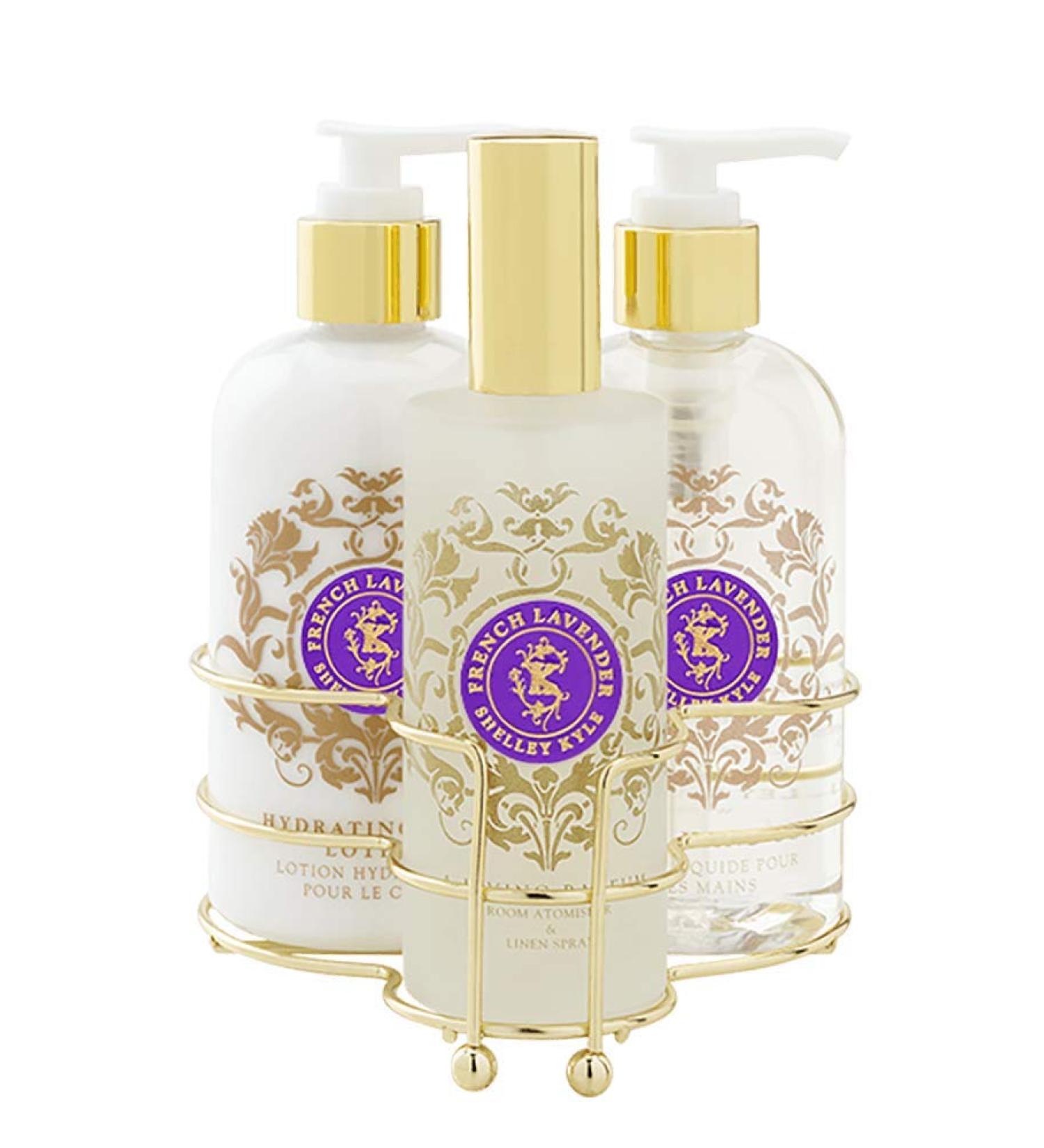 Shop Shelley Kyle French Lavender 3-Piece Caddy | Lotion Liquid Soap & Room Atomizer - Luxurious International Shipping - Buy Online on GoSupps.com