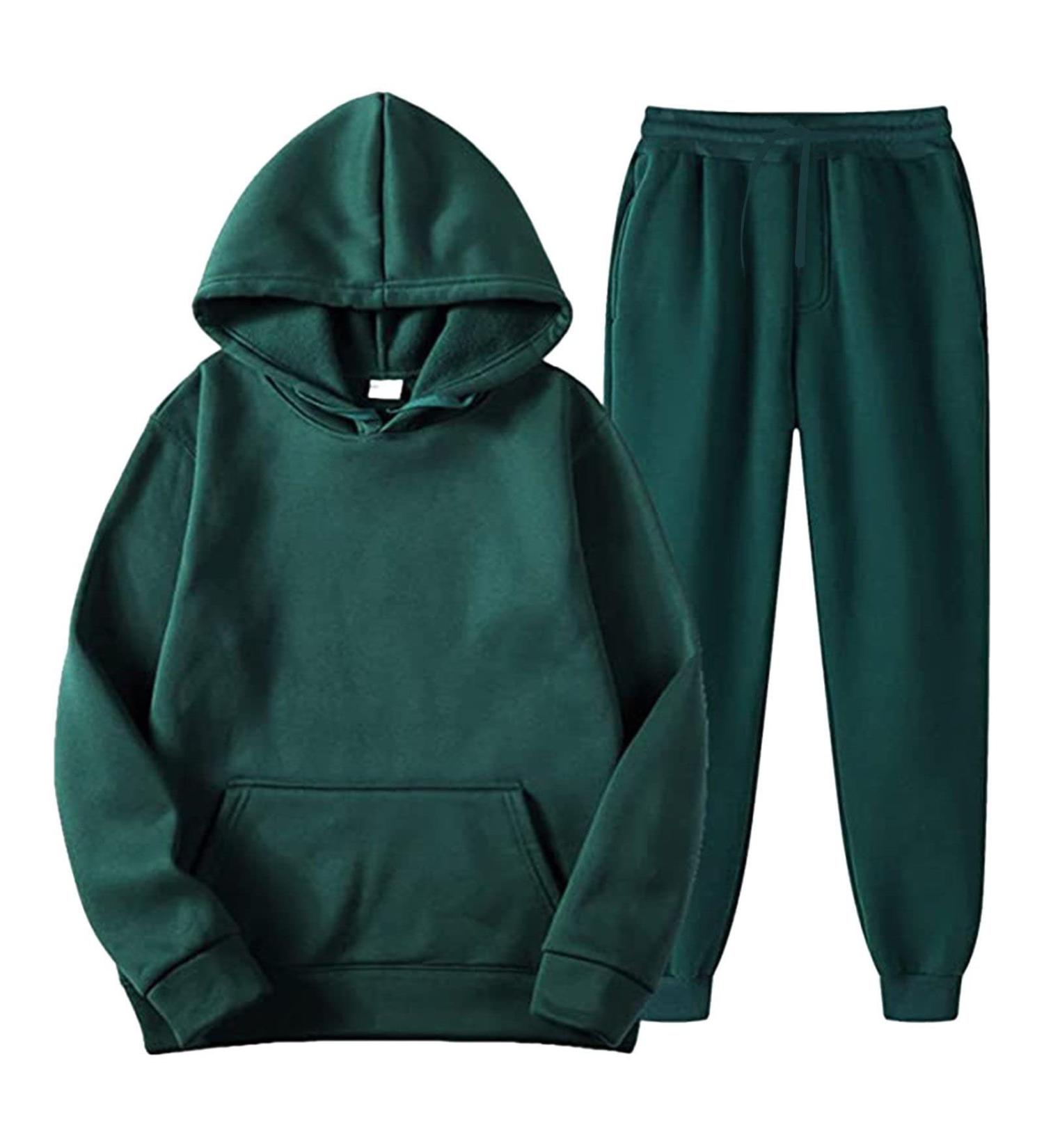 Winter Fleece Sweatsuit for Men Green X Large Hoodie Joggers Sweatpants Set