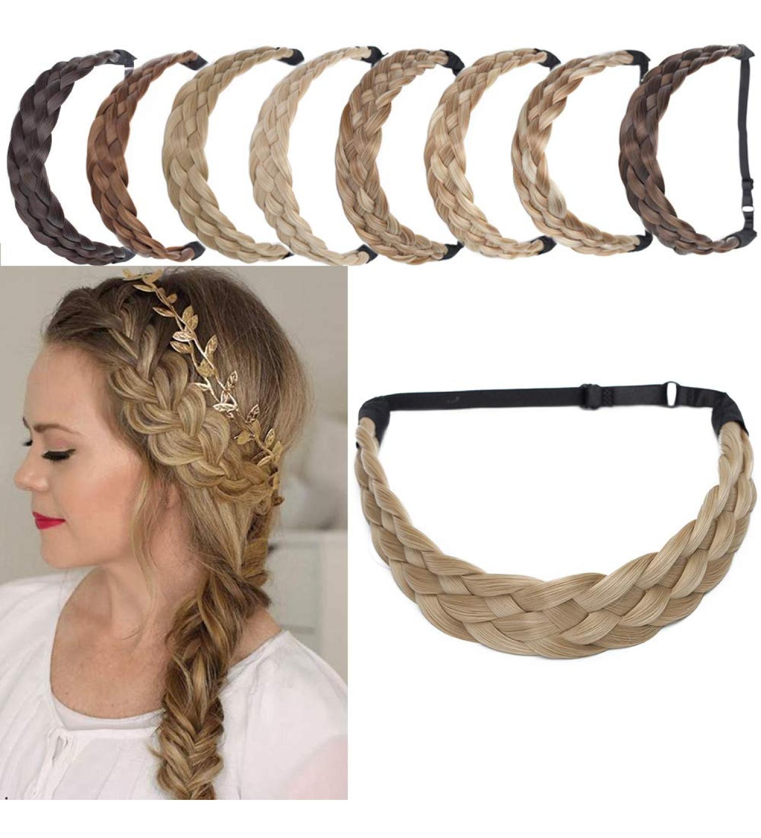 5 Strands Elegant Synthetic Hair Plaited Headband Elastic Hair Band Braid Headwear Hair Scrunchie Headband For Girls Women Accessories Highlighted - Ash Blonde - Buy Online on GoSupps.com