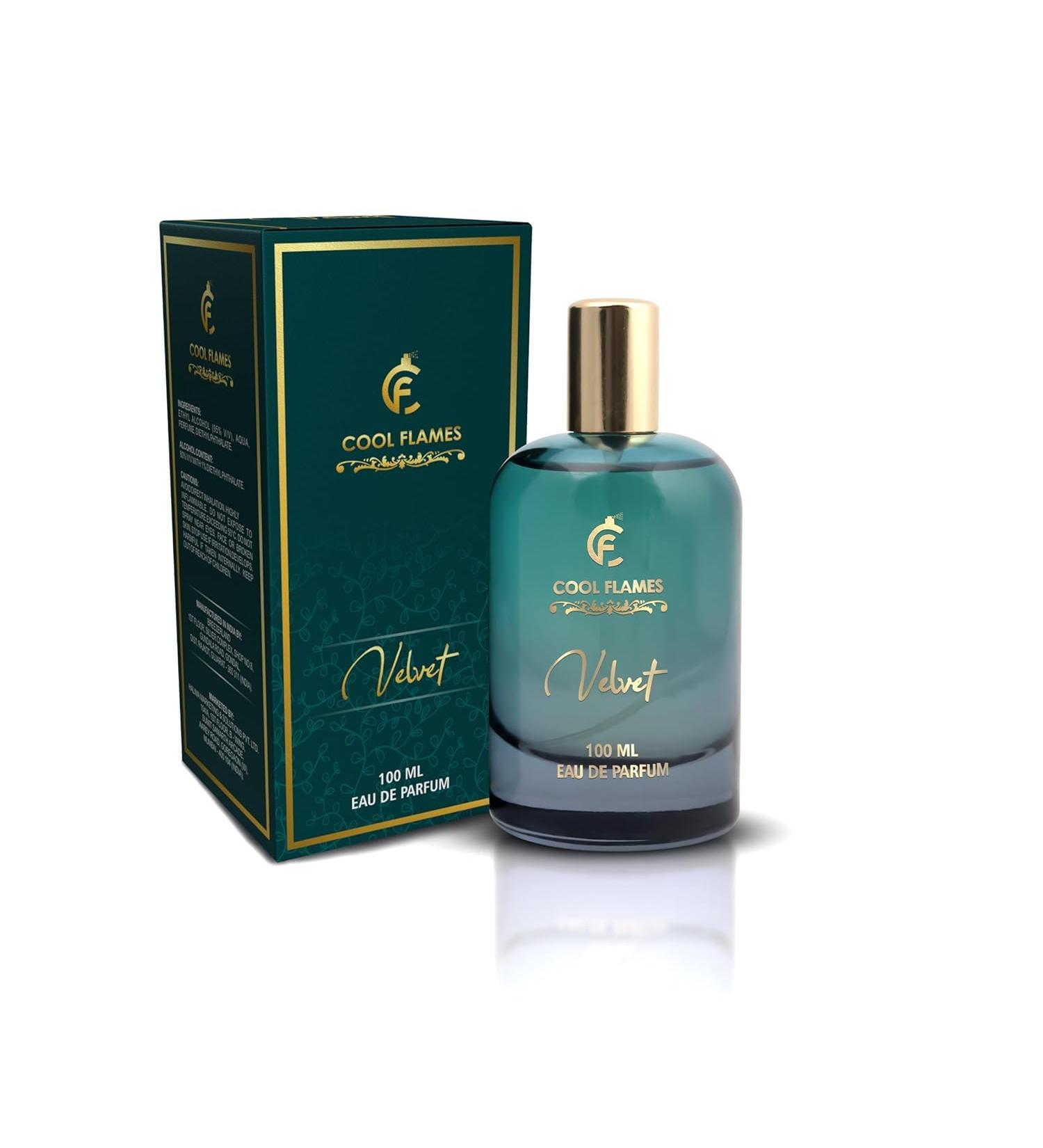 Cool Flames Luxury Velvet Unisex Eau De Parfum with Lemongrass Bargamot Balsam Fir Cappuccino & Amber Premium Long Lasting Citrus & Woody Fragrance Scent Perfume for Men & Women 100 ML - Buy Online on GoSupps.com
