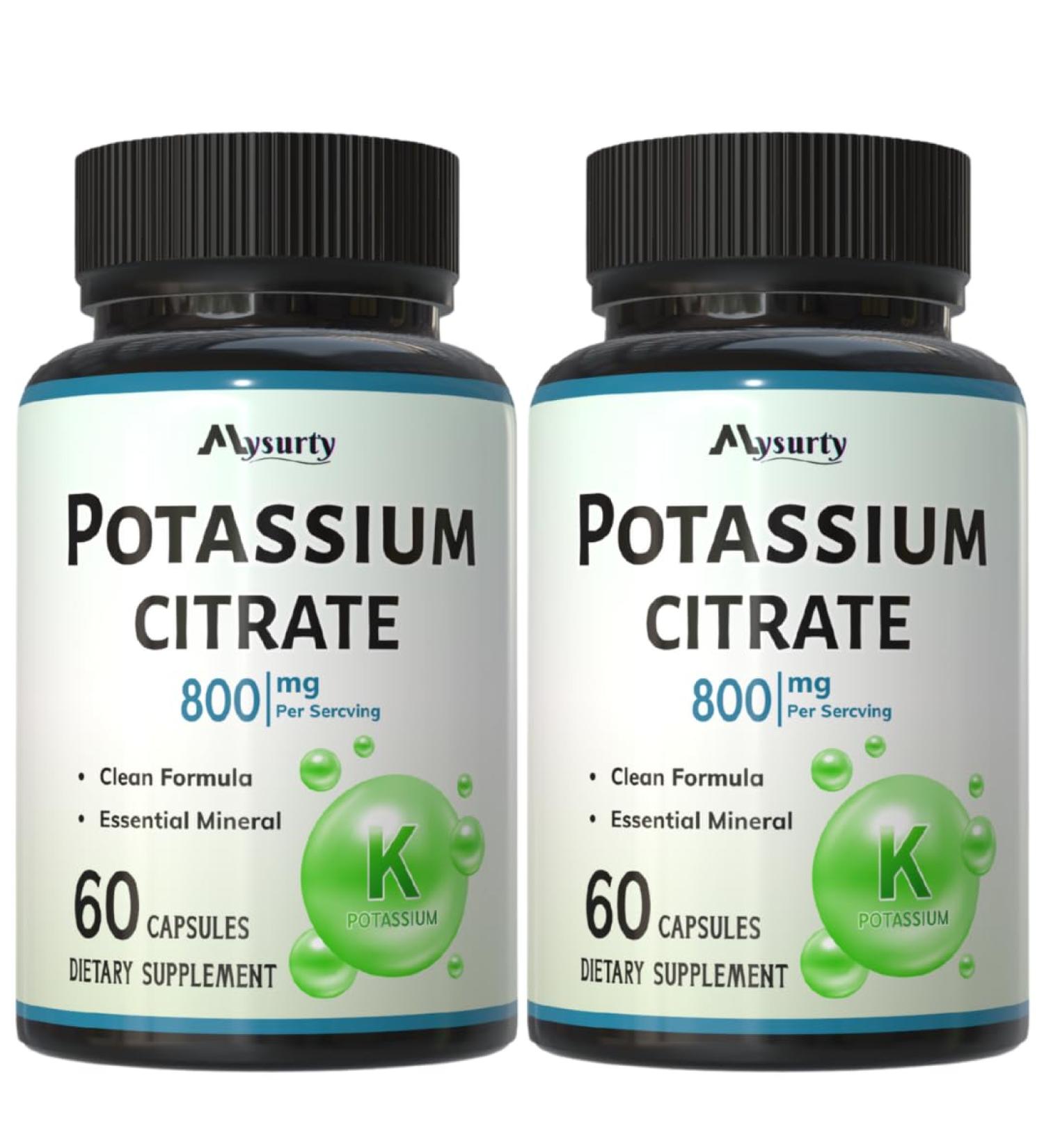 Potassium Citrate Supplement | Pottasium Citrate Capsules | CitratePotassium | Pottasium Supplement for Men & Women - 60 Capsules (Pack 2) - Buy Online on GoSupps.com