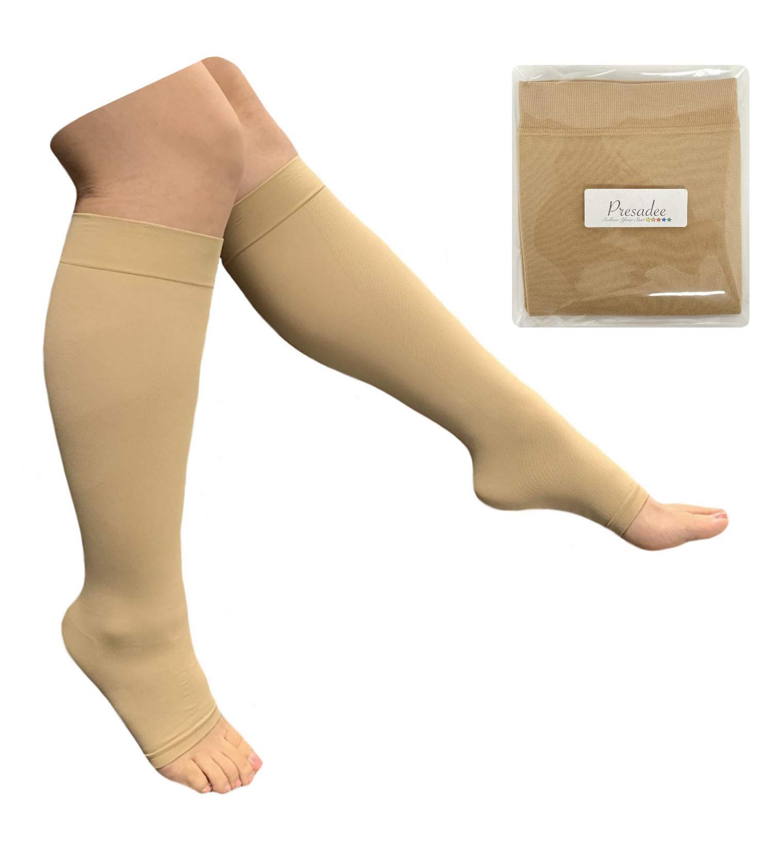 Open Toe Mild Compression Socks 8-15 mmHg for Calf Relief - Nude Small/Medium (1 Pair) - International Shipping Available - Buy Online on GoSupps.com
