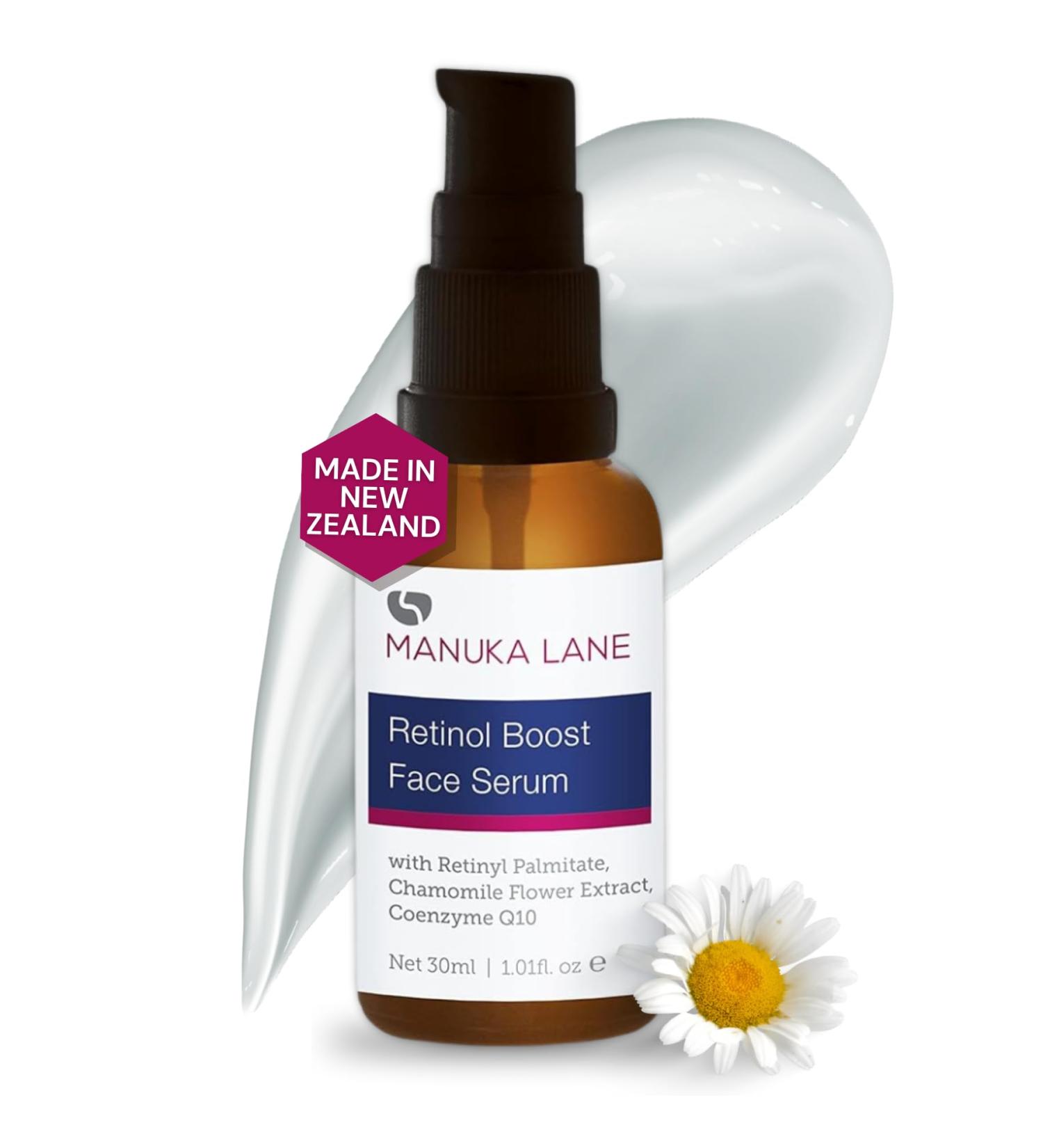 Retinol Boost Serum for Face & Neck - Plant-Based Collagen Shea Butter & Chamomile | Anti-Aging Youthful Skin Formula - 1.01 oz - Buy Online on GoSupps.com