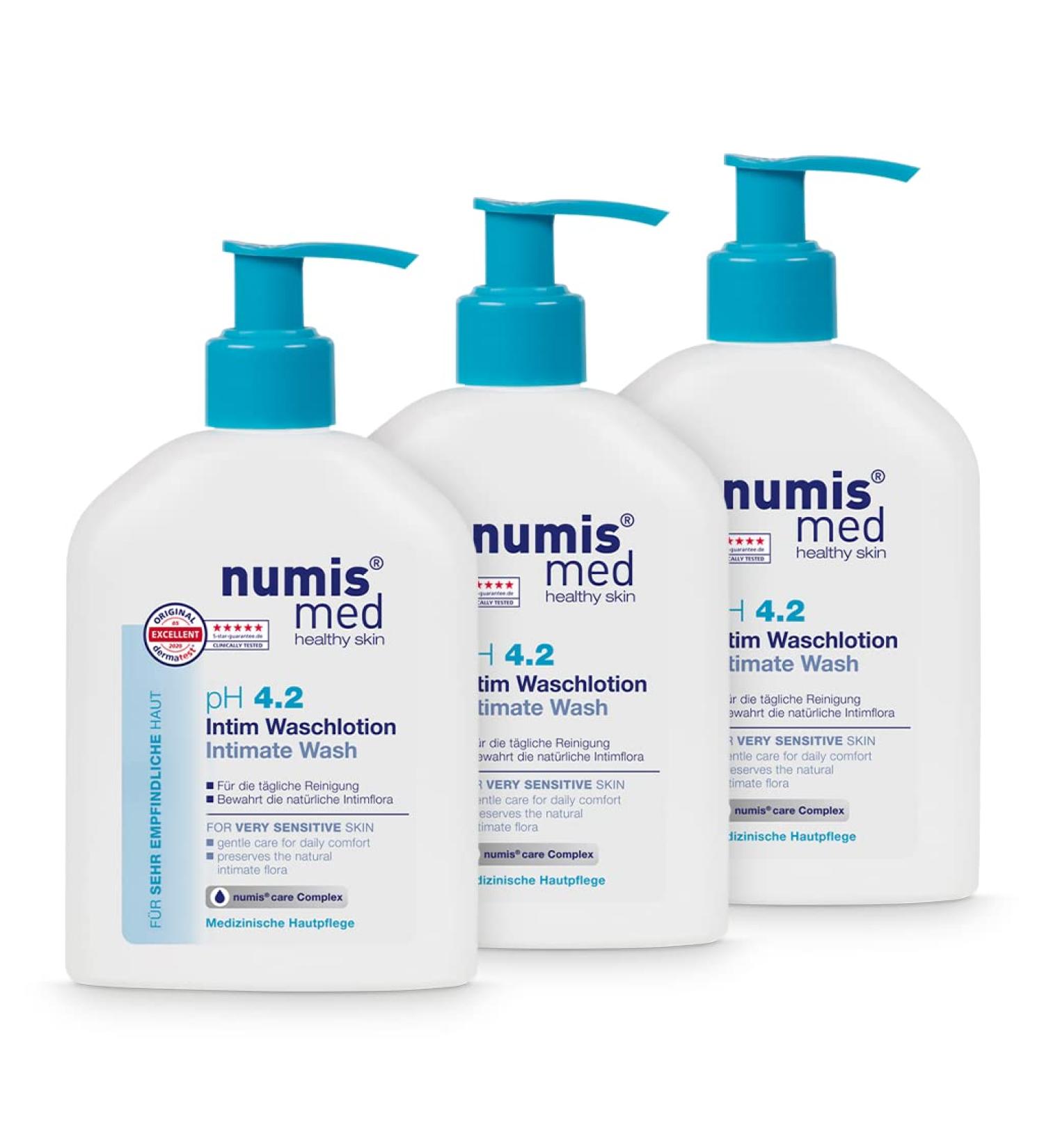 NUMISMED Intim Waschlotion PH 4.2 - Calming Intimate Wash for Sensitive Skin (3-Pack) | Silicone Paraben & Mineral Oil Free - Buy Online on GoSupps.com