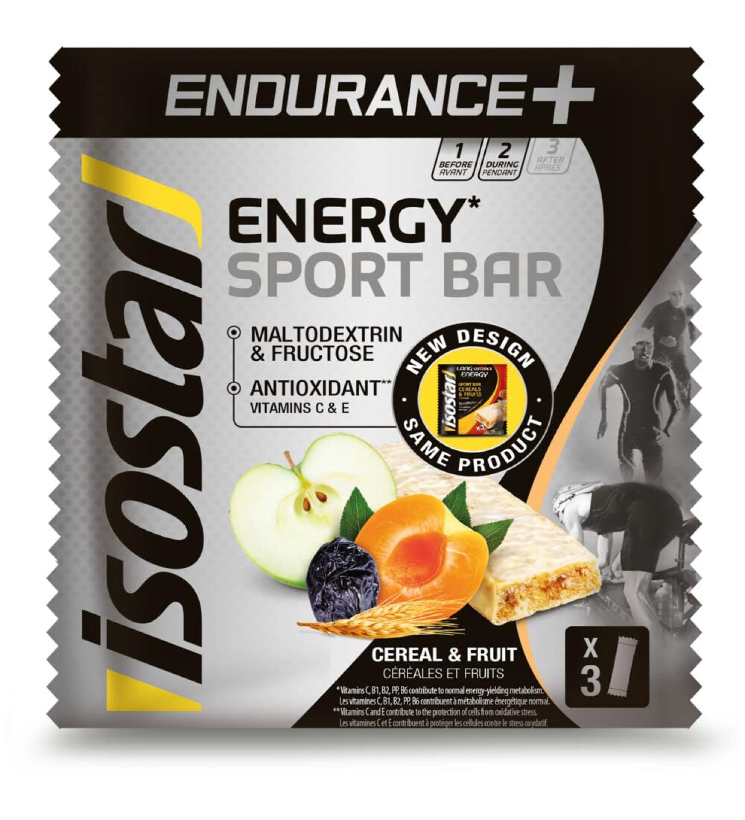 ISOSTAR - Energy Sport Bars - RAISIN and CRANBERRY - 3 x 105gr / 3.70oz (9 x Snack Bars)