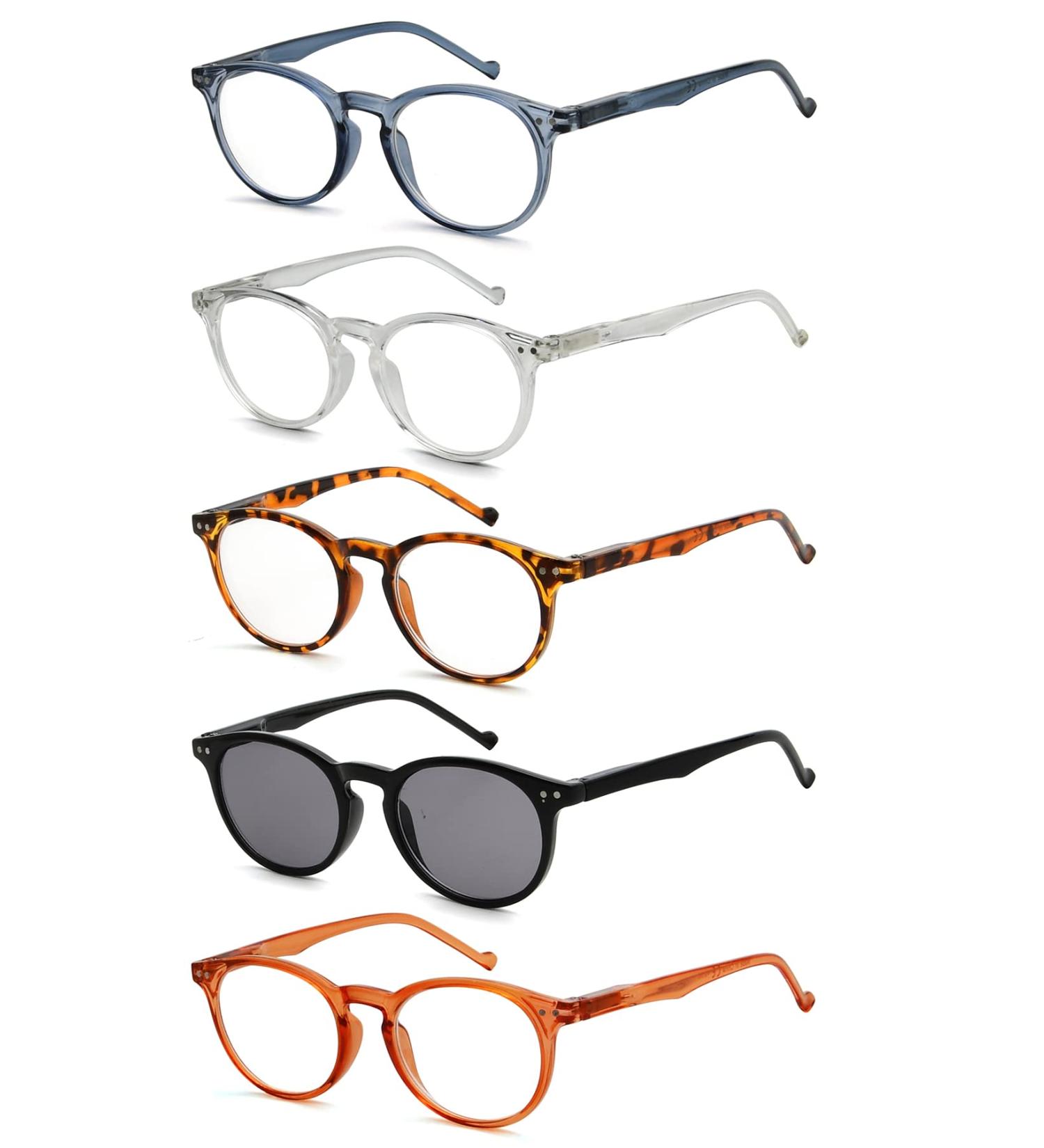 Eyekepper 5-Pack Oval Round Spring Hinges Reading Glasses - Closed Sun Readers +1.25 +1.25 Mix | International Shipping Available - Buy Online on GoSupps.com