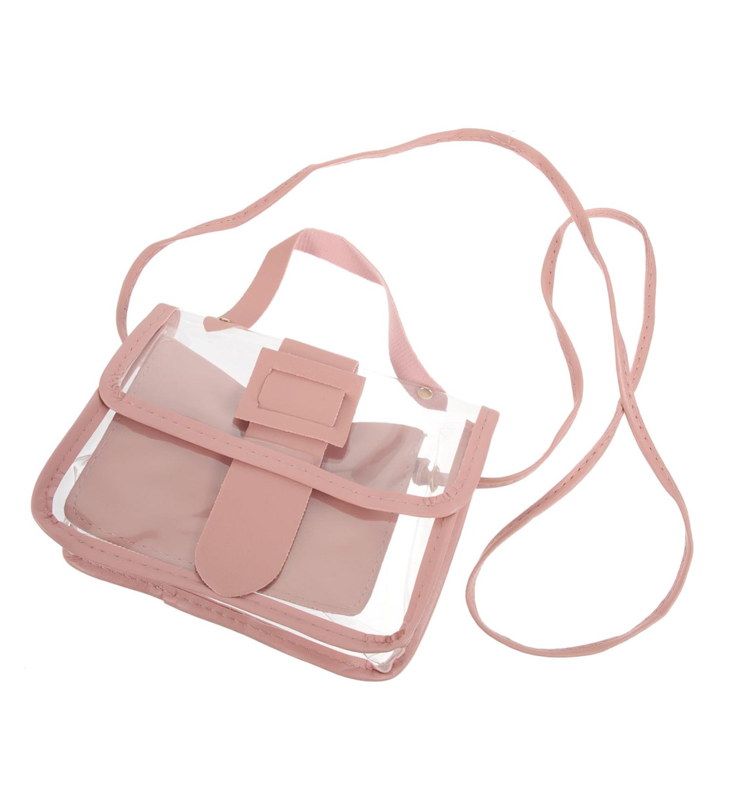 Vanzack Transparent Concert Bag | Clear Stadium Purse with Pockets | Small 18x13cm Pink Clear View Bag for Events - Buy Online on GoSupps.com