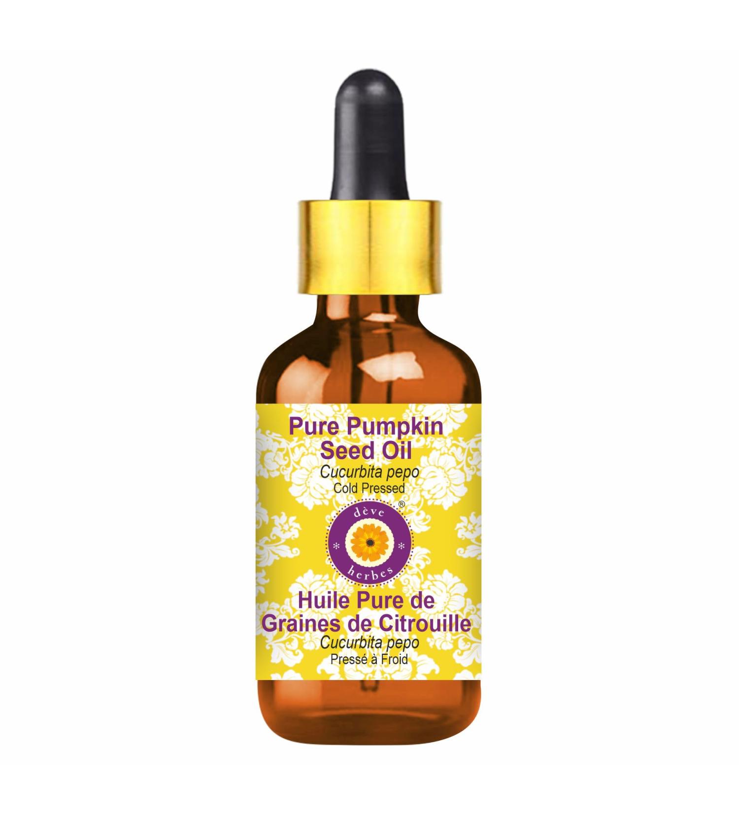 Pure Pumpkin Seed Oil 10ml - Cold Pressed Glass Dropper | D ve Herbes - International Shipping - Buy Online on GoSupps.com