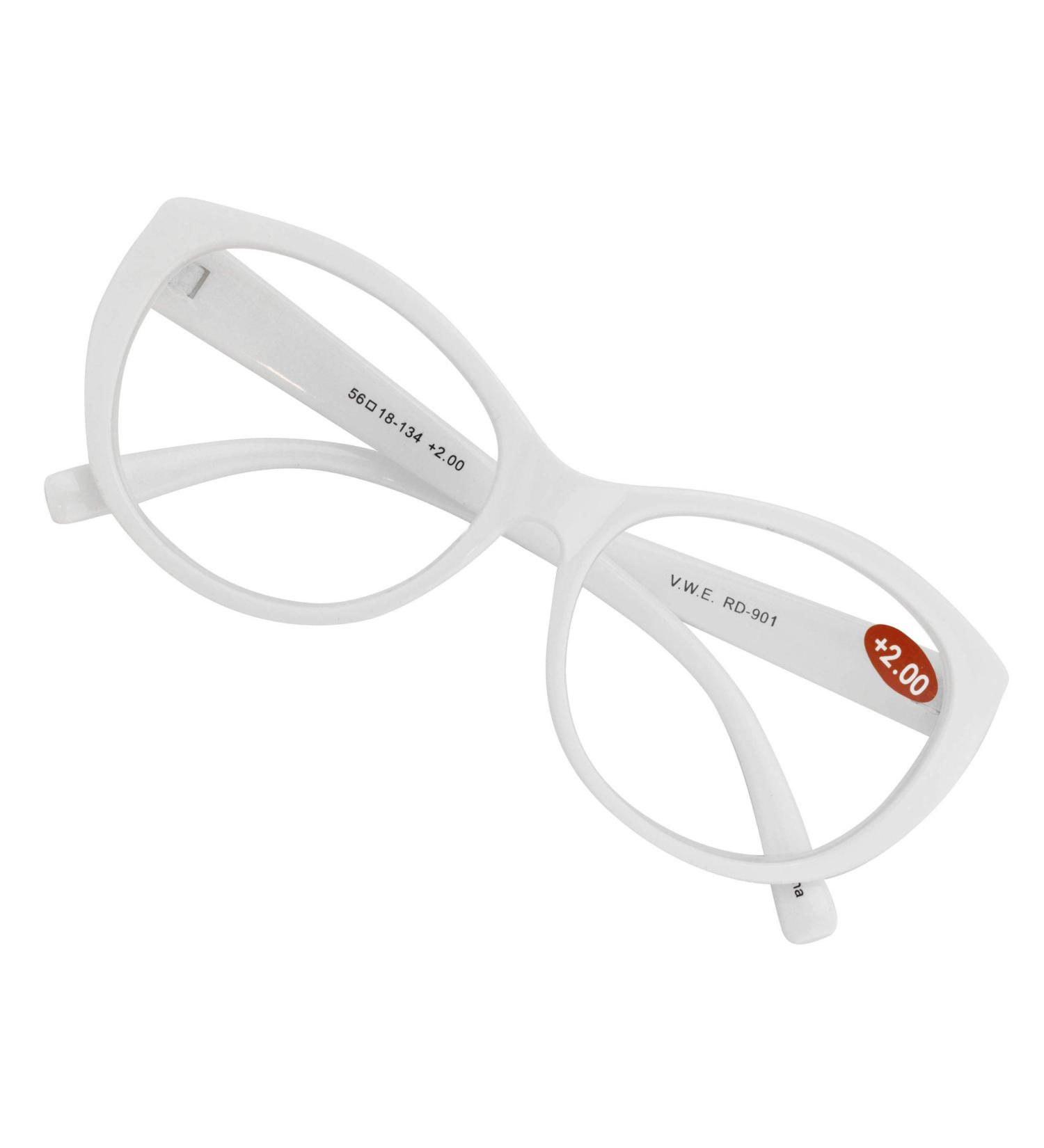 Oversize Women Reading Glasses | Magnified Cateye Vintage Jackie Oval | Clear Lens White 1.5x - Buy Online on GoSupps.com