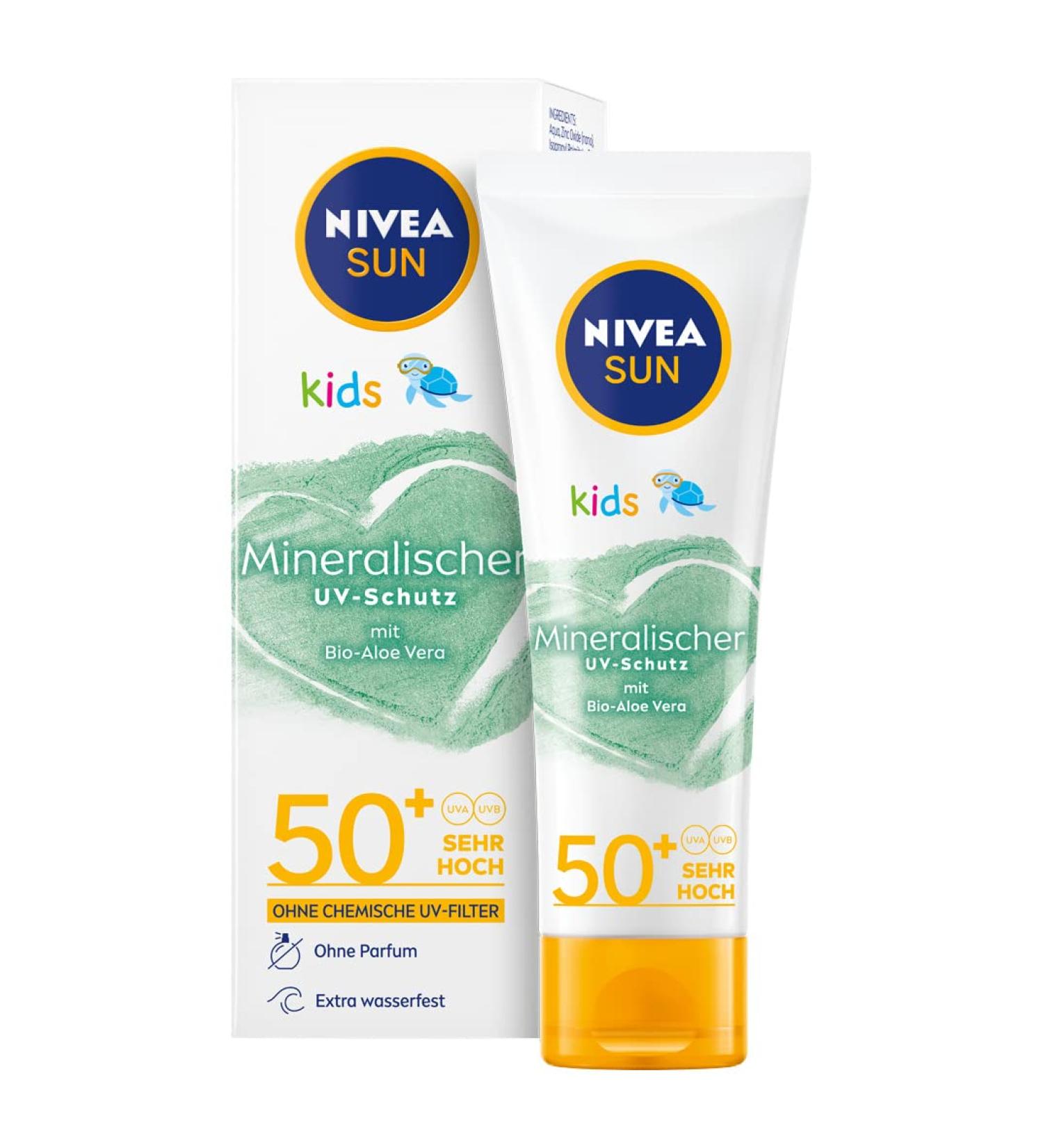 Nivea Sun Kids 100% Mineral Protection Lotion LSF 50+ | Waterproof Children's Sunscreen for Instant UVA/UVB Protection | 50 ml - Buy Online on GoSupps.com